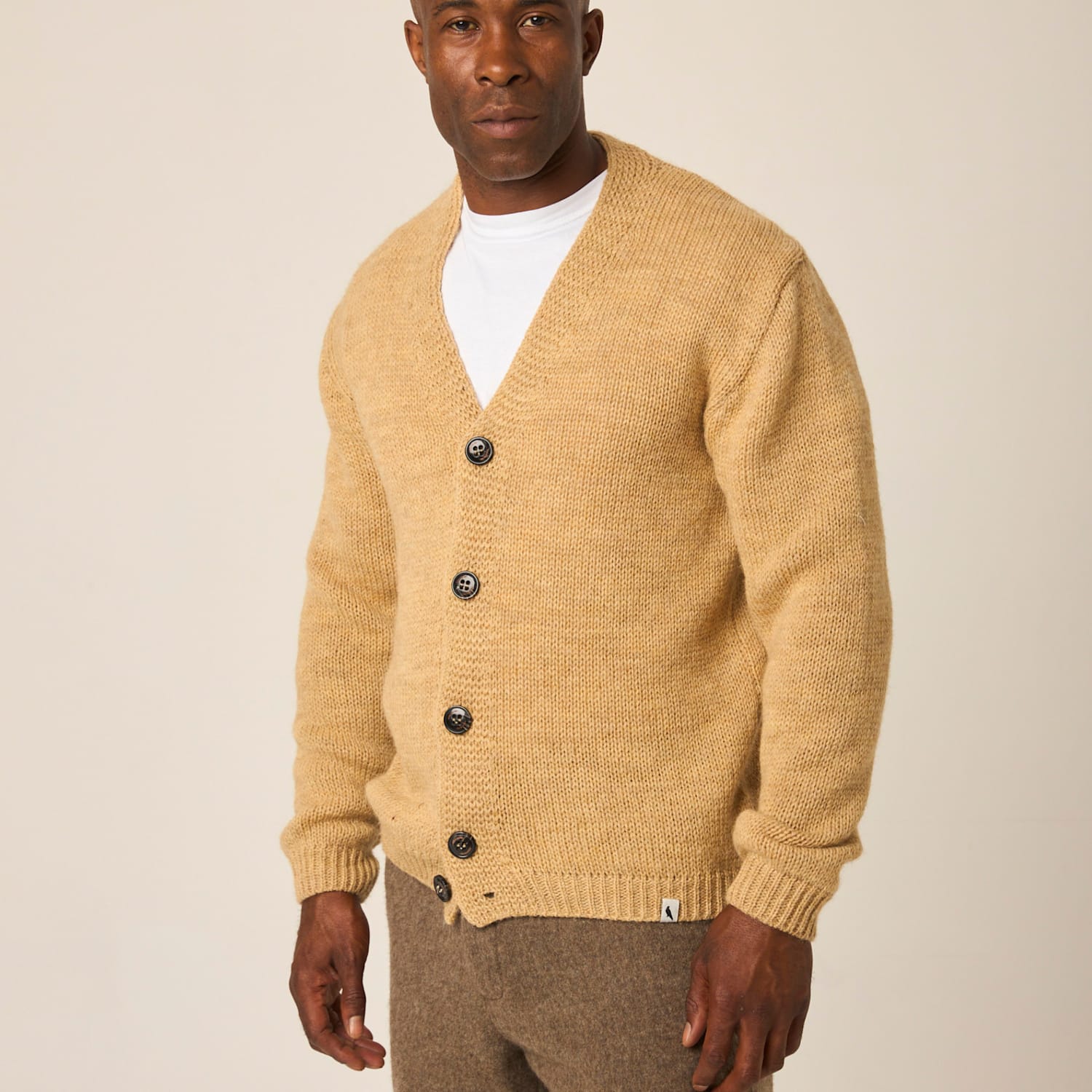 Peregrine Men's Pure Wool V-Neck Cardigan - XL - Camel - Available at M&S