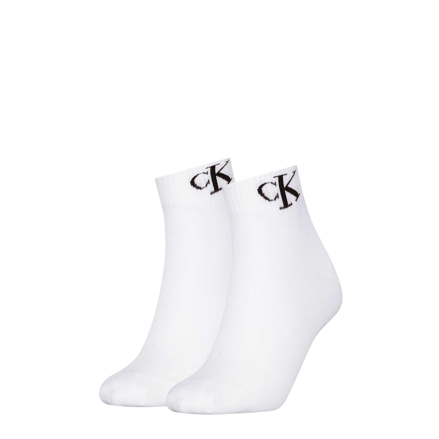 Calvin Klein Women's 2 Pack Cotton Rich Monogram Trainer Socks - 2-5 - White - Available at M&S