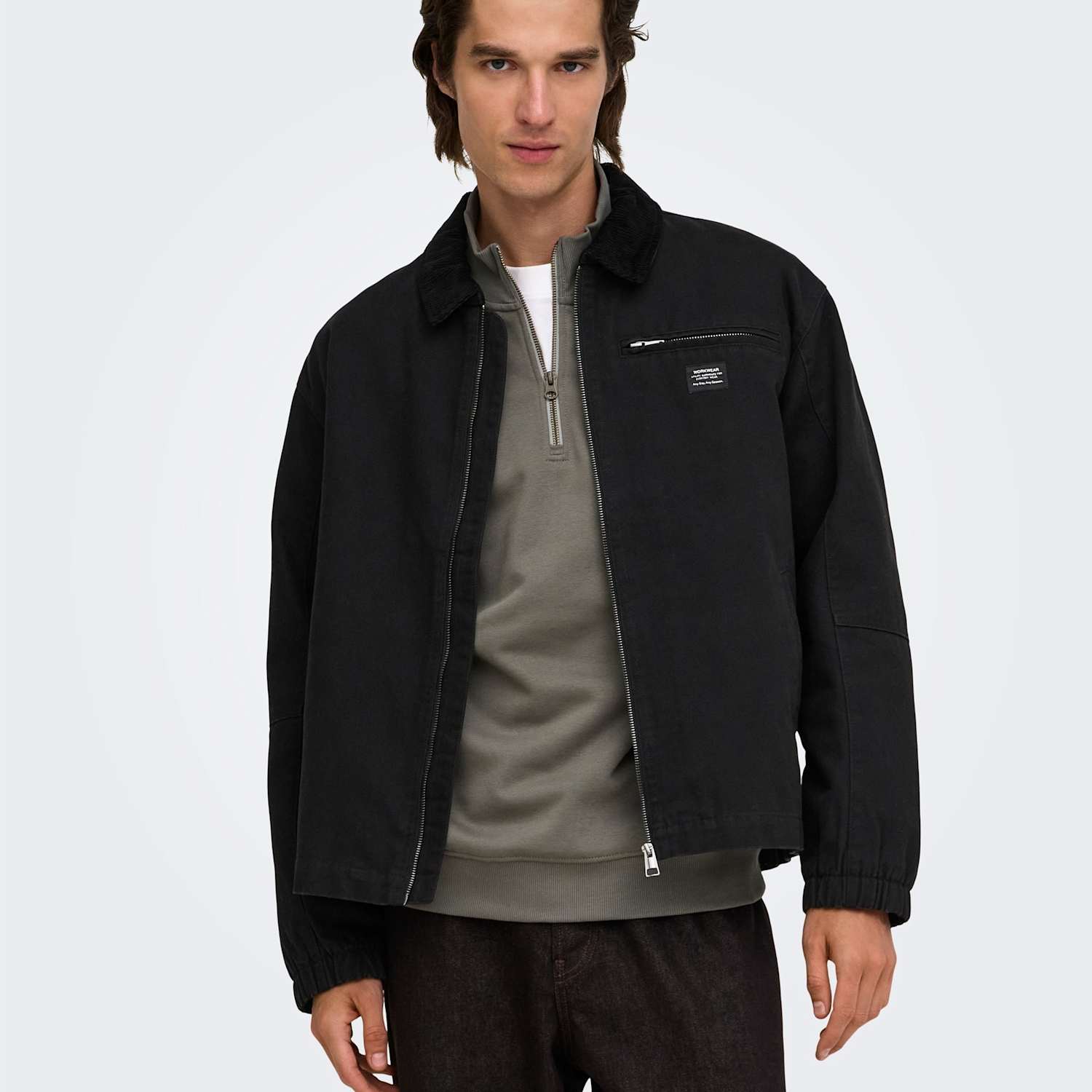 Only & Sons Men's Canvas Harrington Jacket - S - Black - Available at M&S