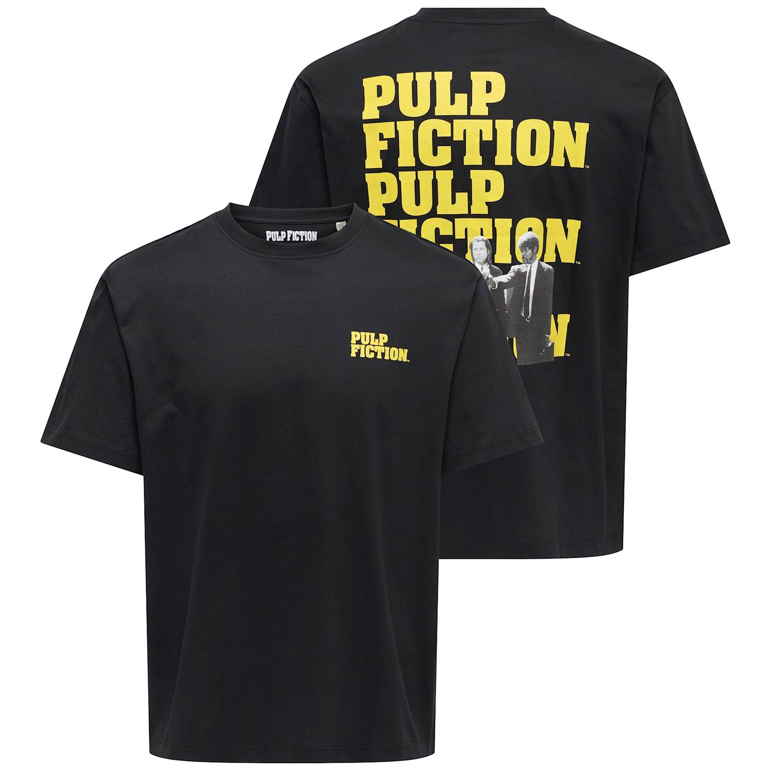 Only & Sons Men's Pure Cotton Pulp Fiction Crew Neck T-Shirt - XL - Black Mix - Available at M&S