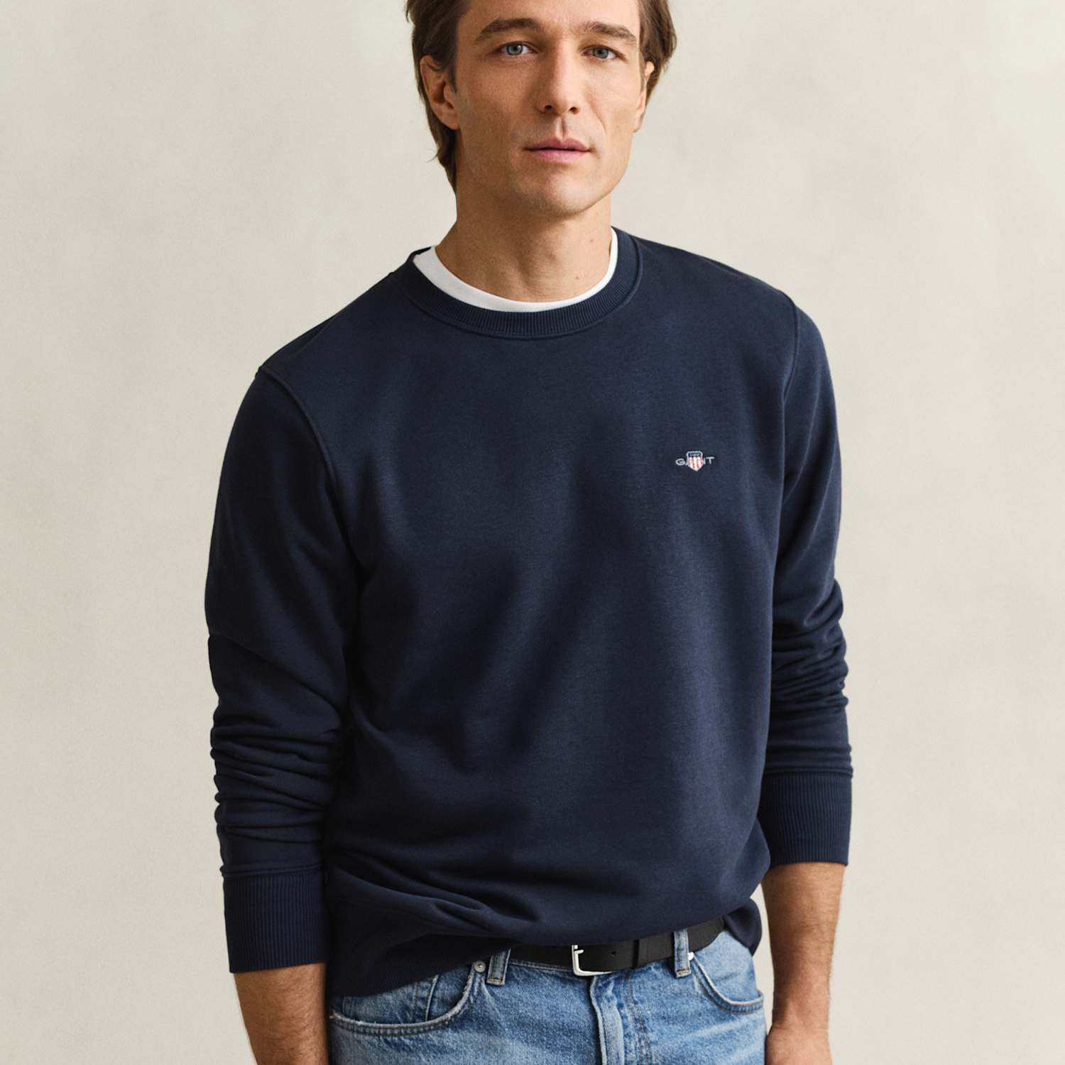 Gant Men's Cotton Rich Logo Crew Neck Sweatshirt - 3XL - Navy - Available at M&S