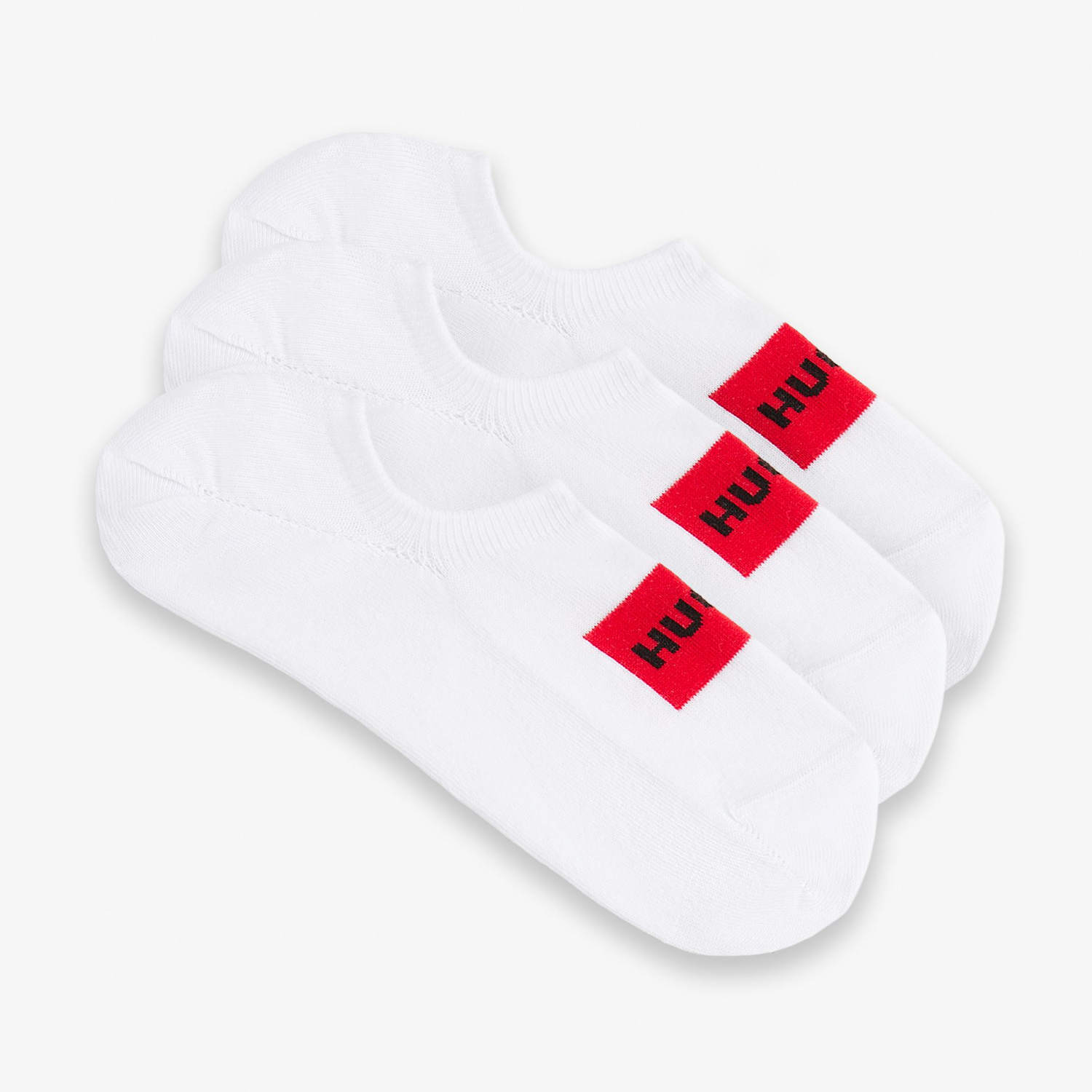 Hugo Men's 3 Pack Logo Label Cotton Rich Trainer Socks - 6-11 - White Mix - Available at M&S