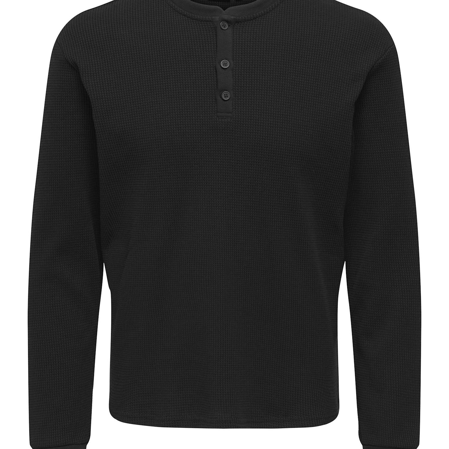Only & Sons Men's Jersey Henley Long Sleeve Top - 2XL - Black - Available at M&S