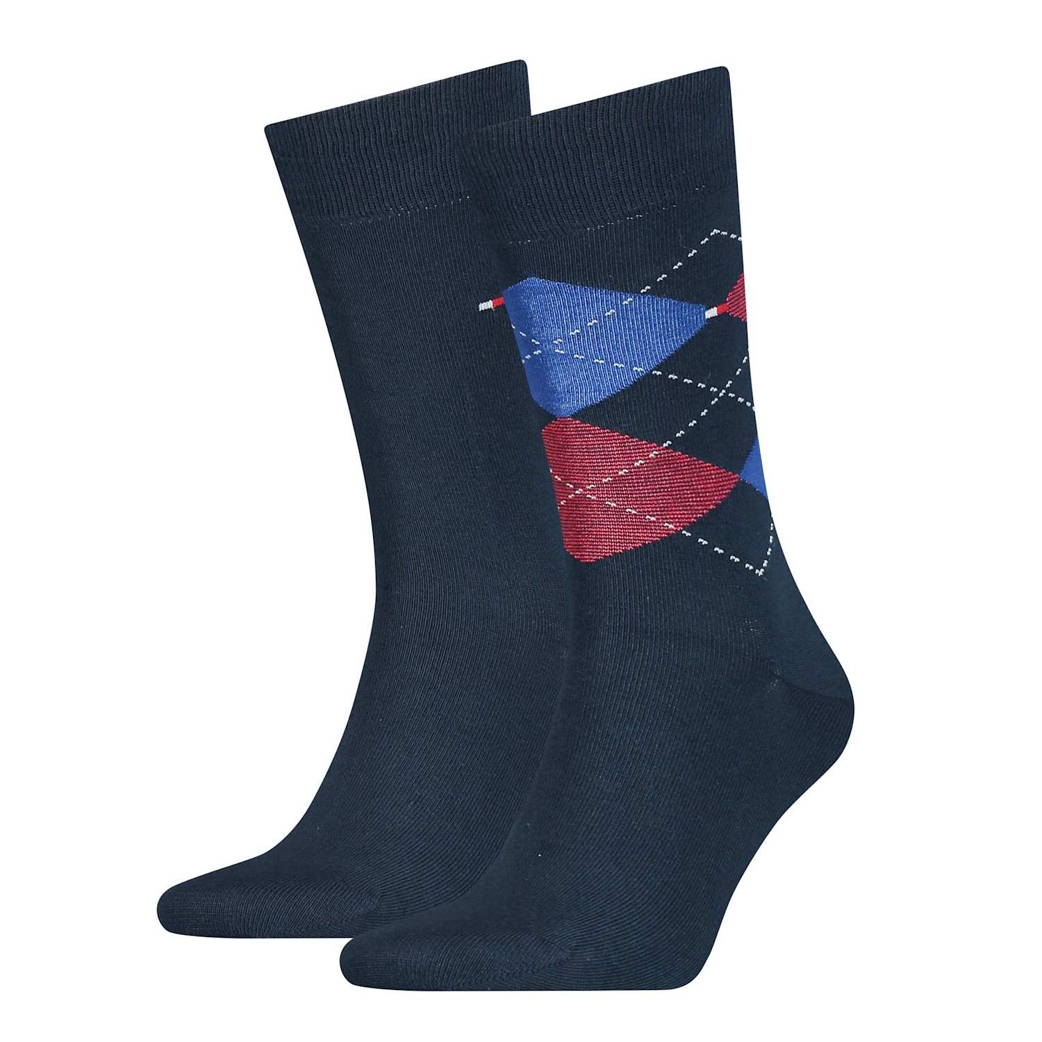 Tommy Hilfiger Men's 2 Pack TH Cotton Rich Argyle Socks - 6-8 - Navy Mix - Available at M&S