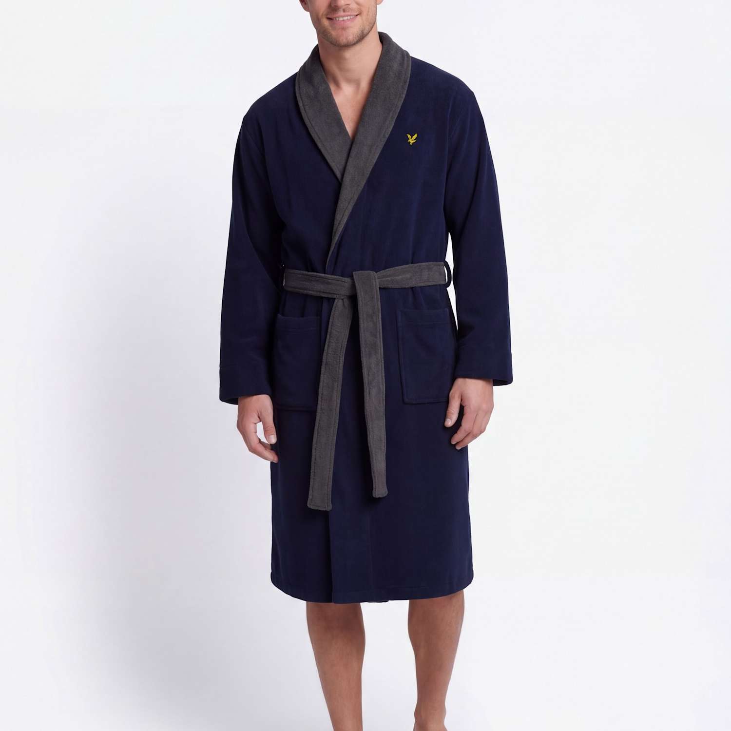 Lyle & Scott Men's Cotton Blend Dressing Gown - S - Navy - Available at M&S