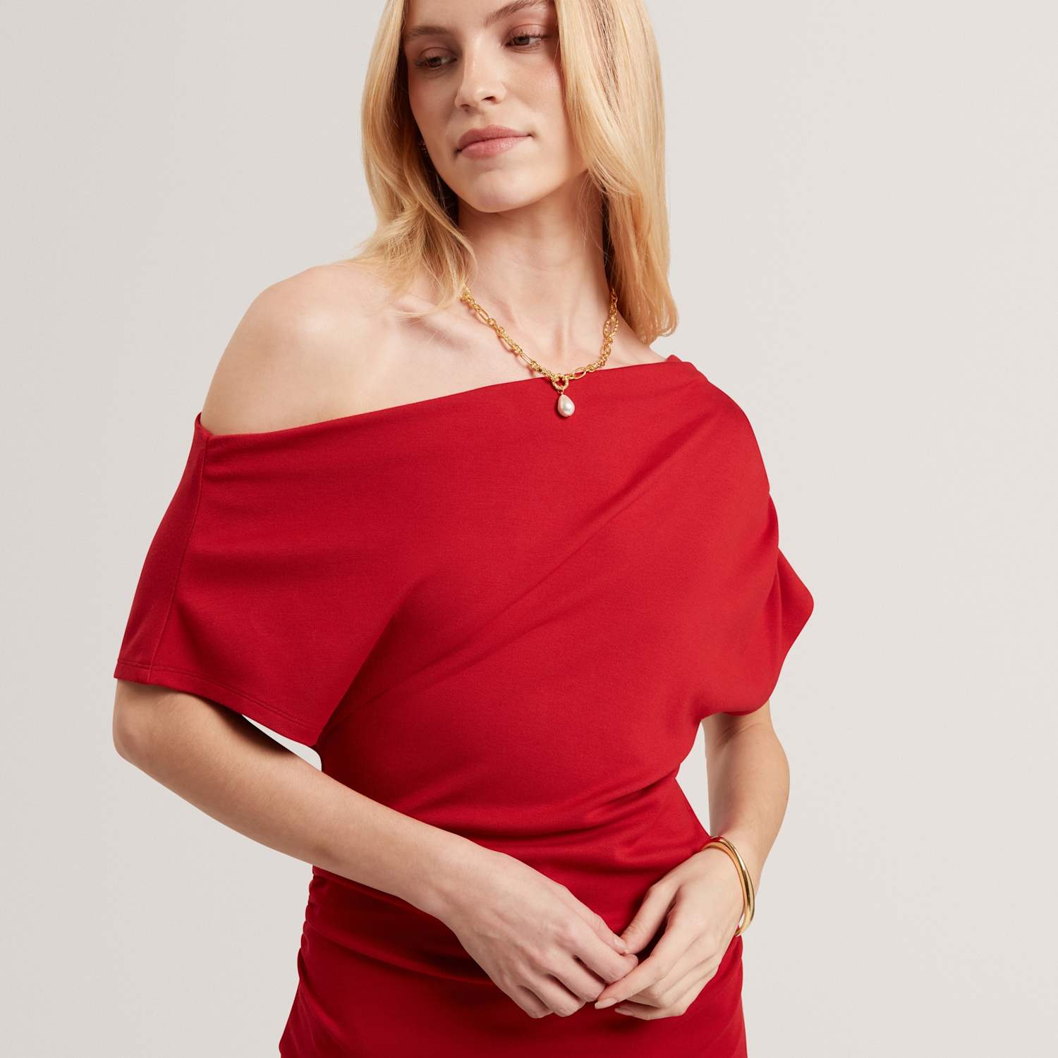 Ted Baker Women's Jersey Asymmetric Neck Top - 16 - Red - Available at M&S