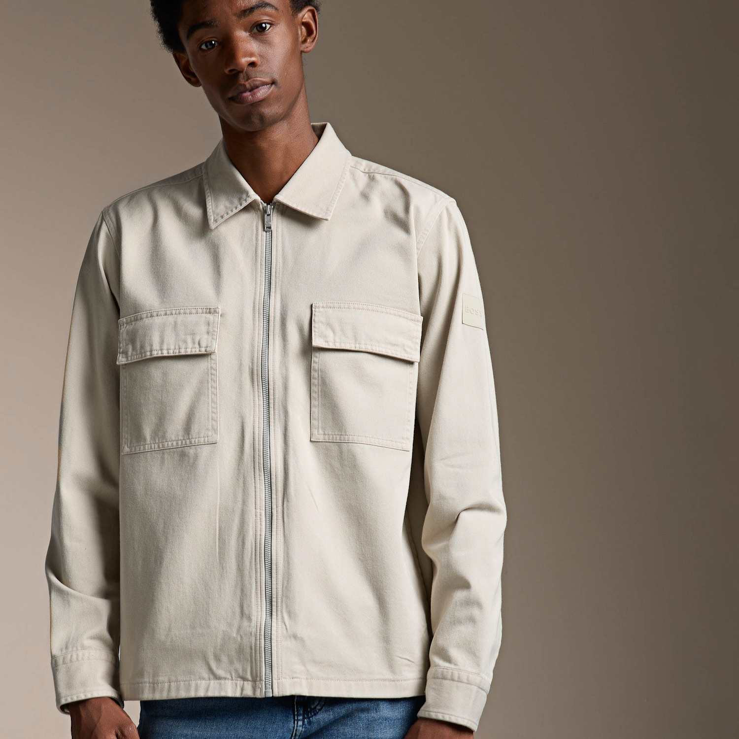 Boss Men's Regular Fit Pure Cotton Overshirt - XL - Beige - Available at M&S