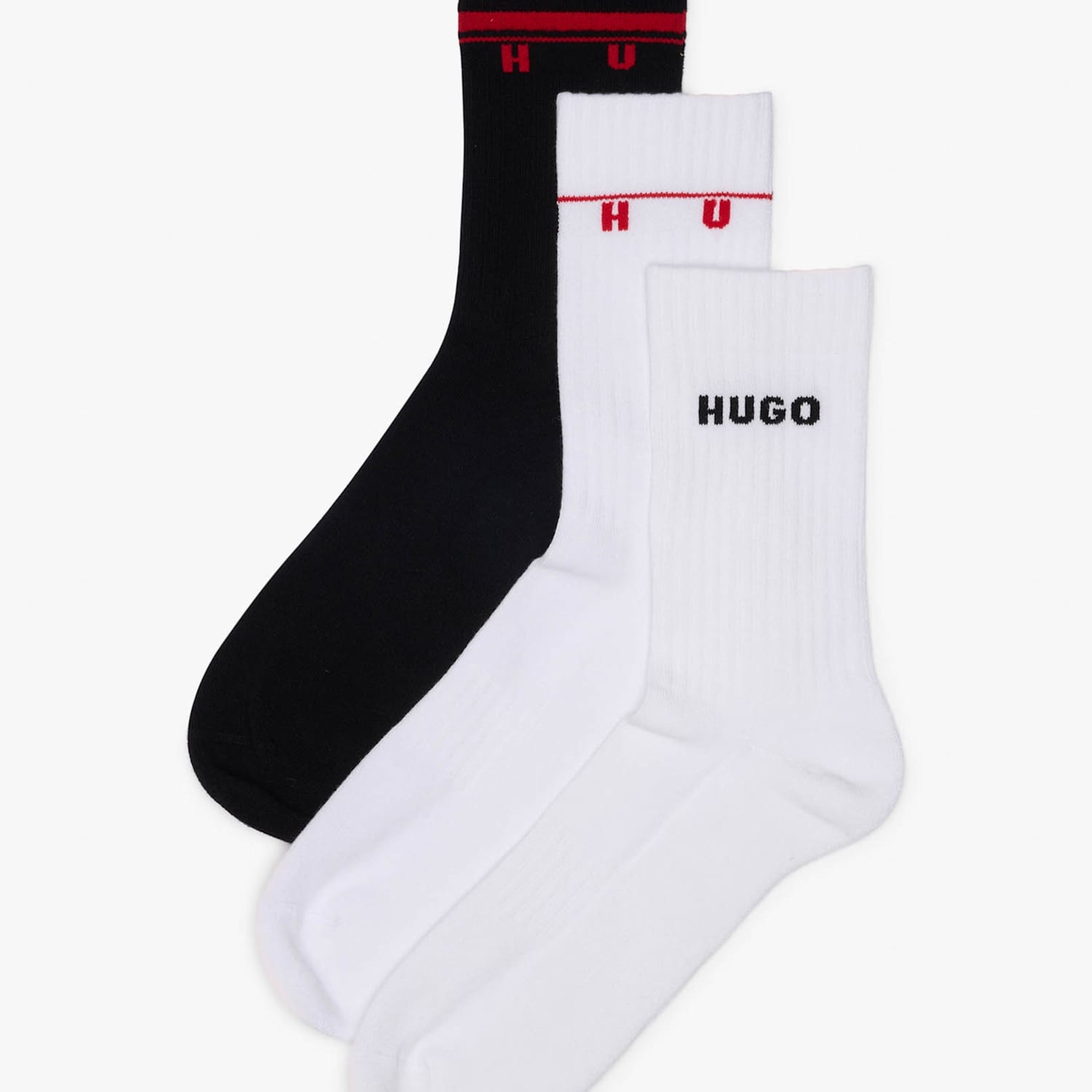 Hugo Men's 3 Pack Cotton Blend Ribbed Socks - 5½ -8 - White Mix - Available at M&S