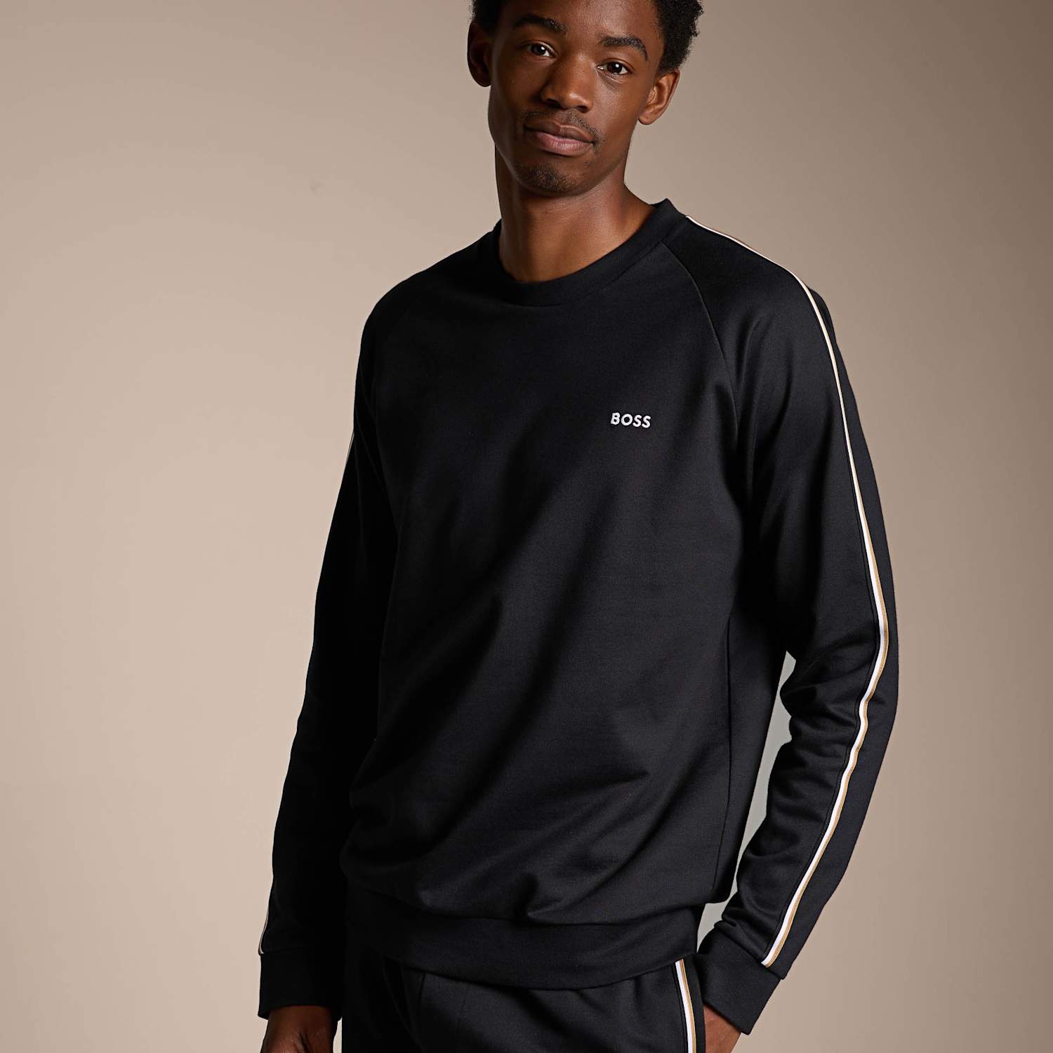 Boss Men's Iconic Pure Cotton Crew Neck Sweatshirt - S - Black - Available at M&S