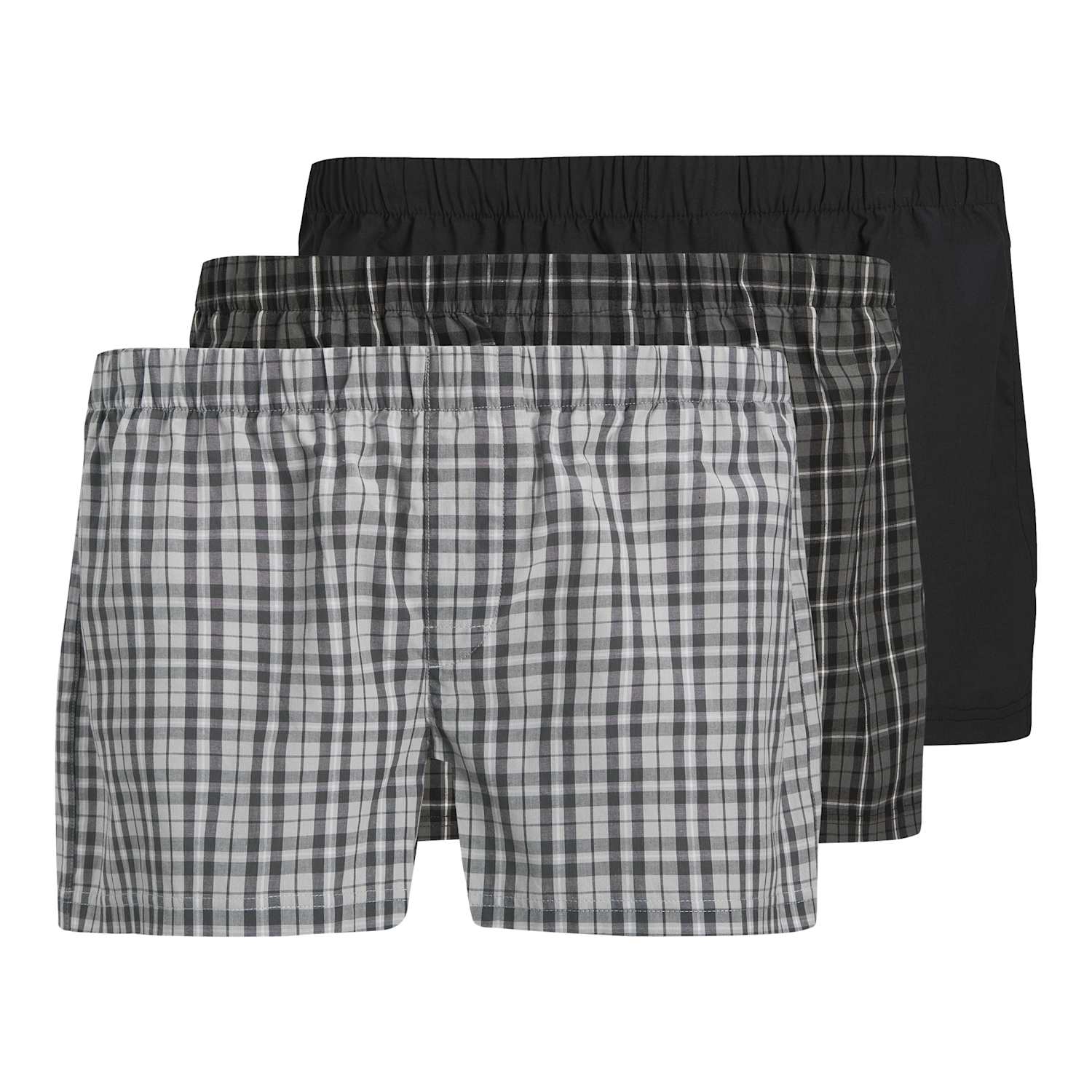 Jack & Jones Men's 3 Pack Pure Cotton Woven Boxers - M - Grey Mix - Available at M&S