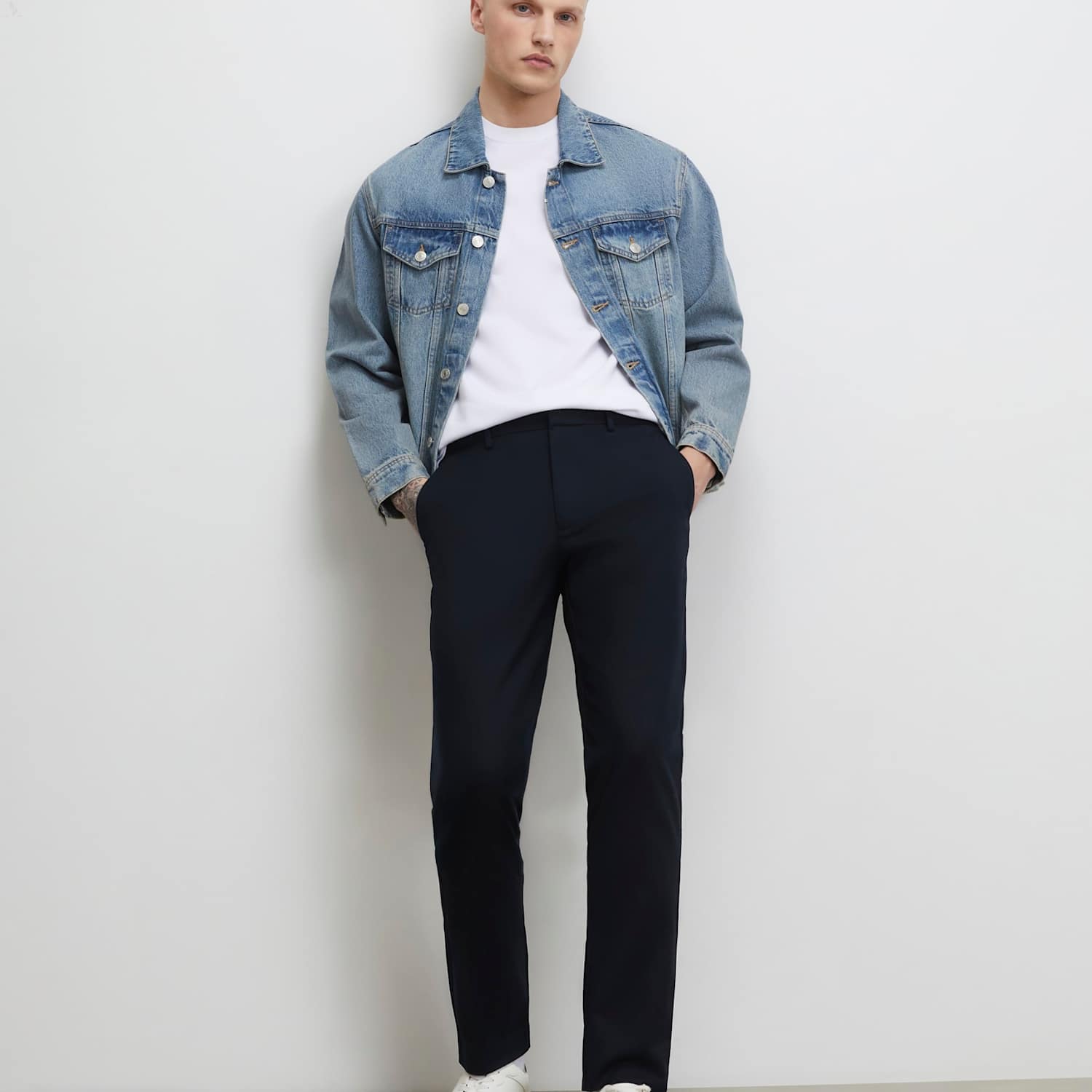 River Island Men's Slim Fit Stretch Chinos - 36 - Navy - Available at M&S