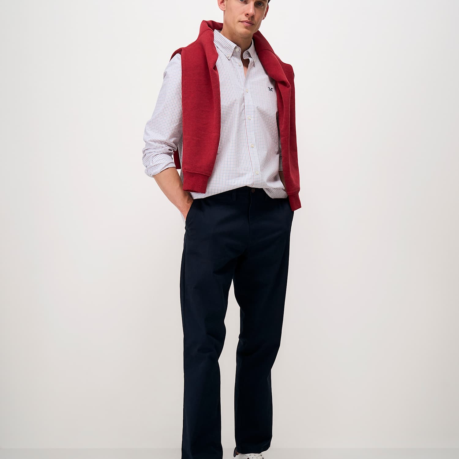 Crew Clothing Men's Pure Cotton Check Oxford Shirt - S - Pink Mix - Available at M&S
