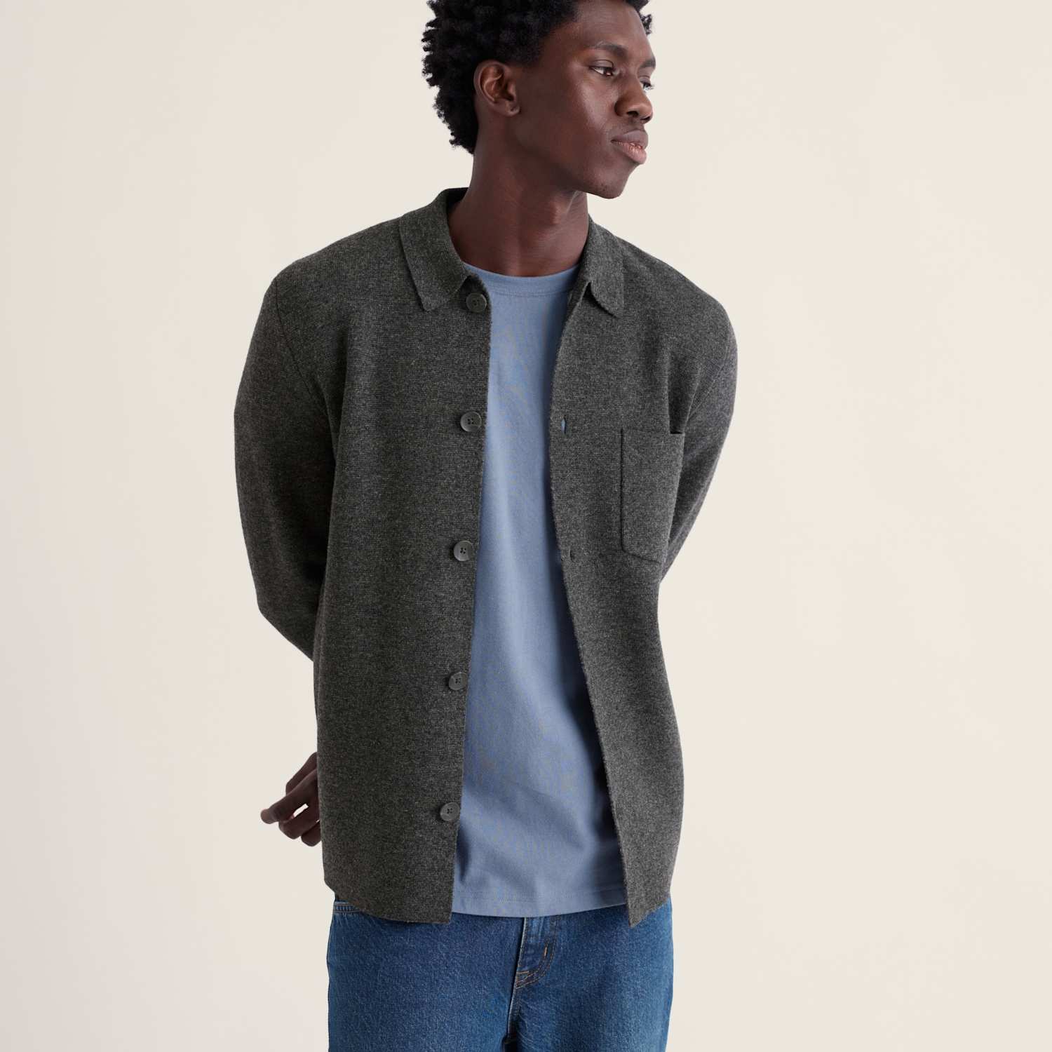 Seasalt Cornwall Men's Regular Fit Wool Rich Knitted Overshirt - M - Grey - Available at M&S