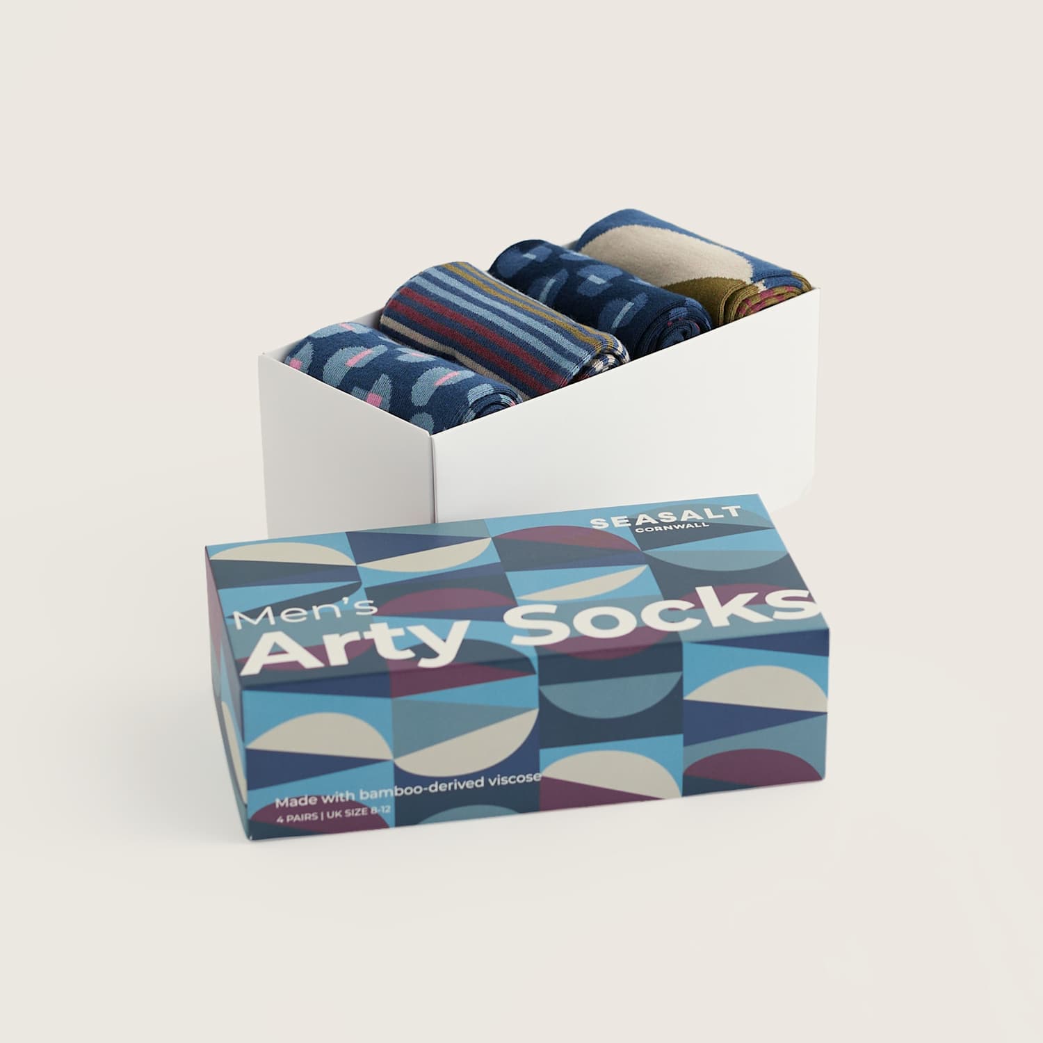 Seasalt Cornwall Men's 4 Pack Assorted Socks Gift Box - Blue Mix - Available at M&S