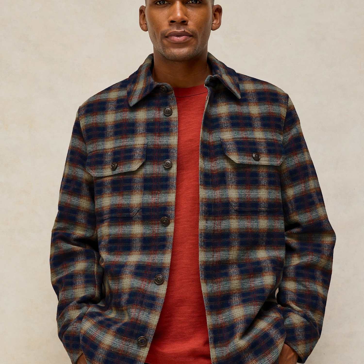 White Stuff Men's Check Jacket with Wool - XL - Navy Mix - Available at M&S