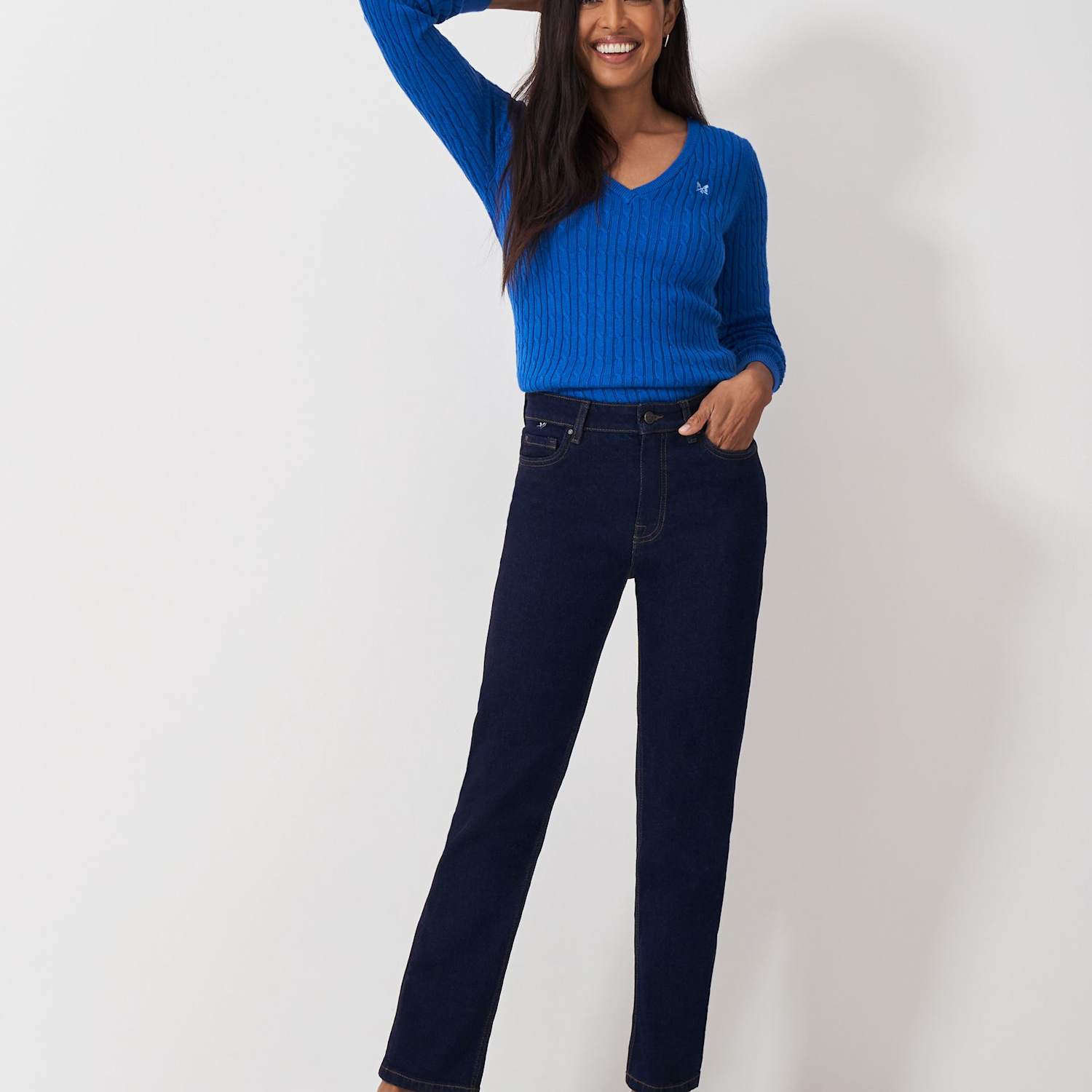 Crew Clothing Women's Mid Rise Straight Leg Jeans - 12 - Dark Blue - Available at M&S