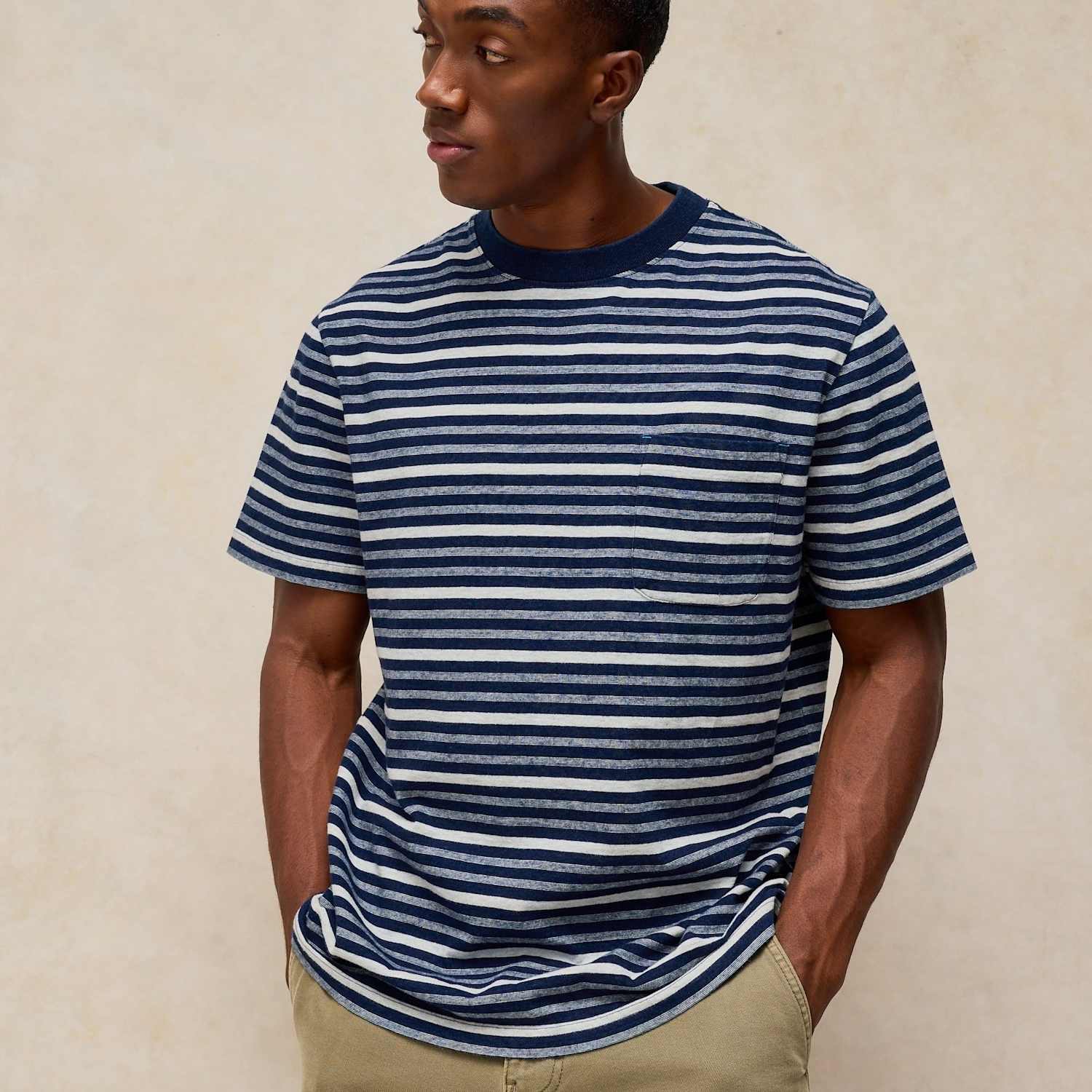 White Stuff Men's Pure Cotton Crew Neck Striped T-Shirt - M - Blue Mix - Available at M&S