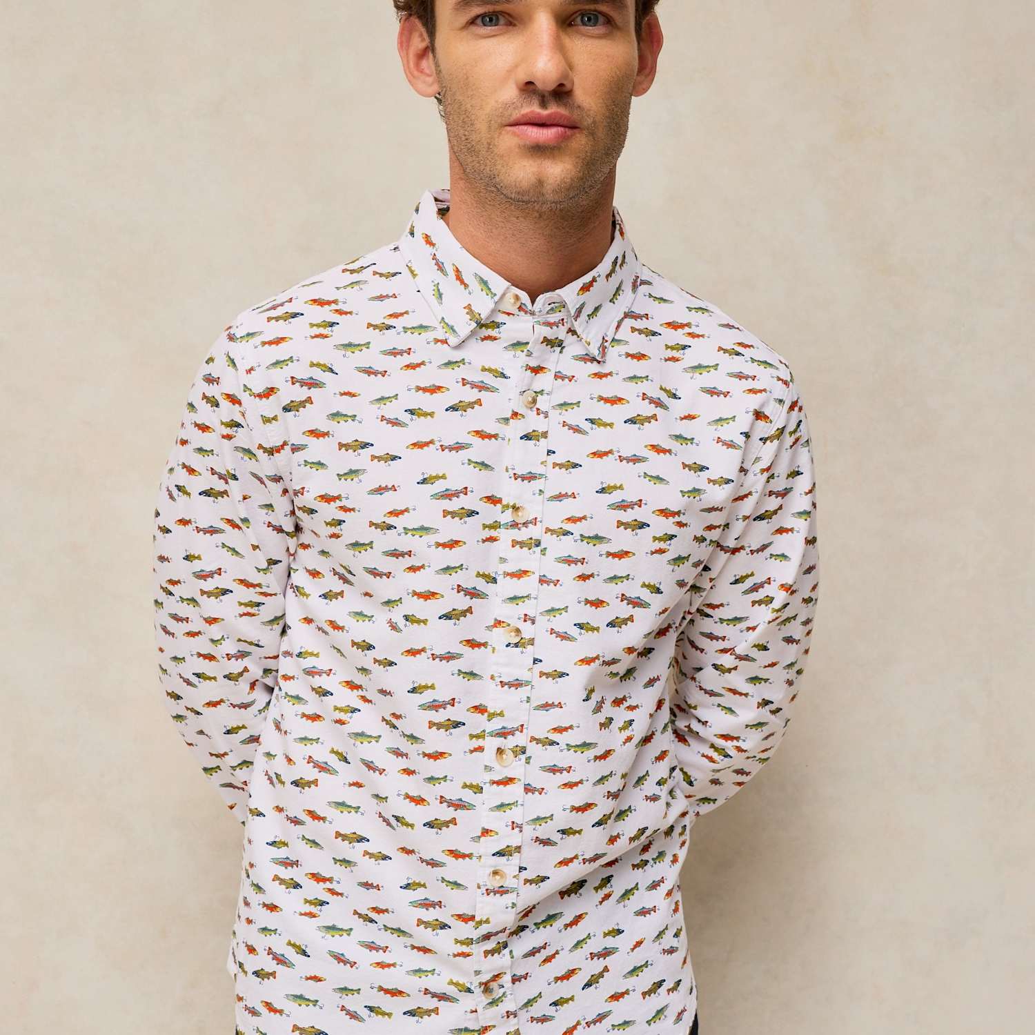 White Stuff Men's Pure Cotton Bruton Oxford Shirt - L - White Mix - Available at M&S
