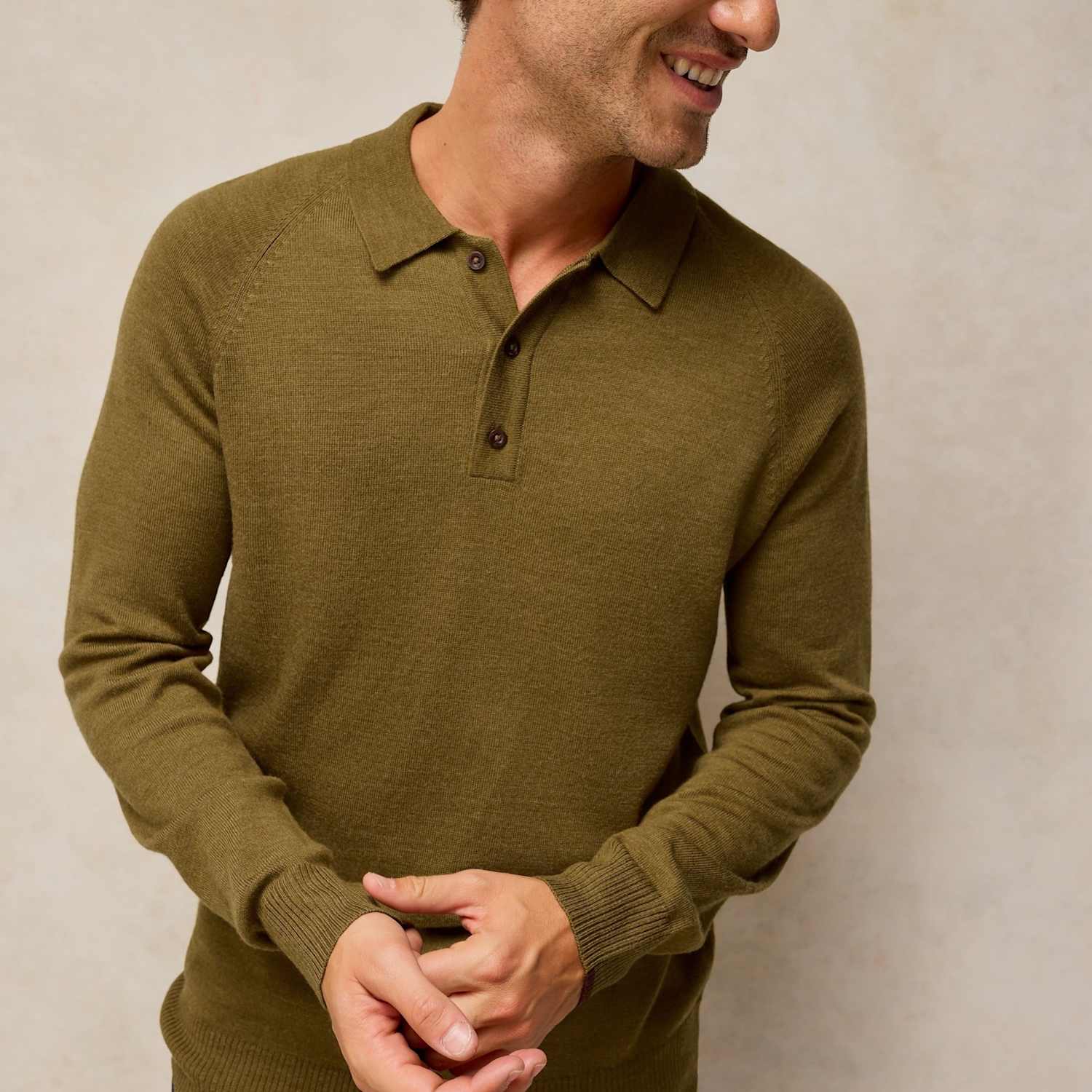 White Stuff Men's Pure Merino Wool Knitted Polo Shirt - M - Dark Green - Available at M&S
