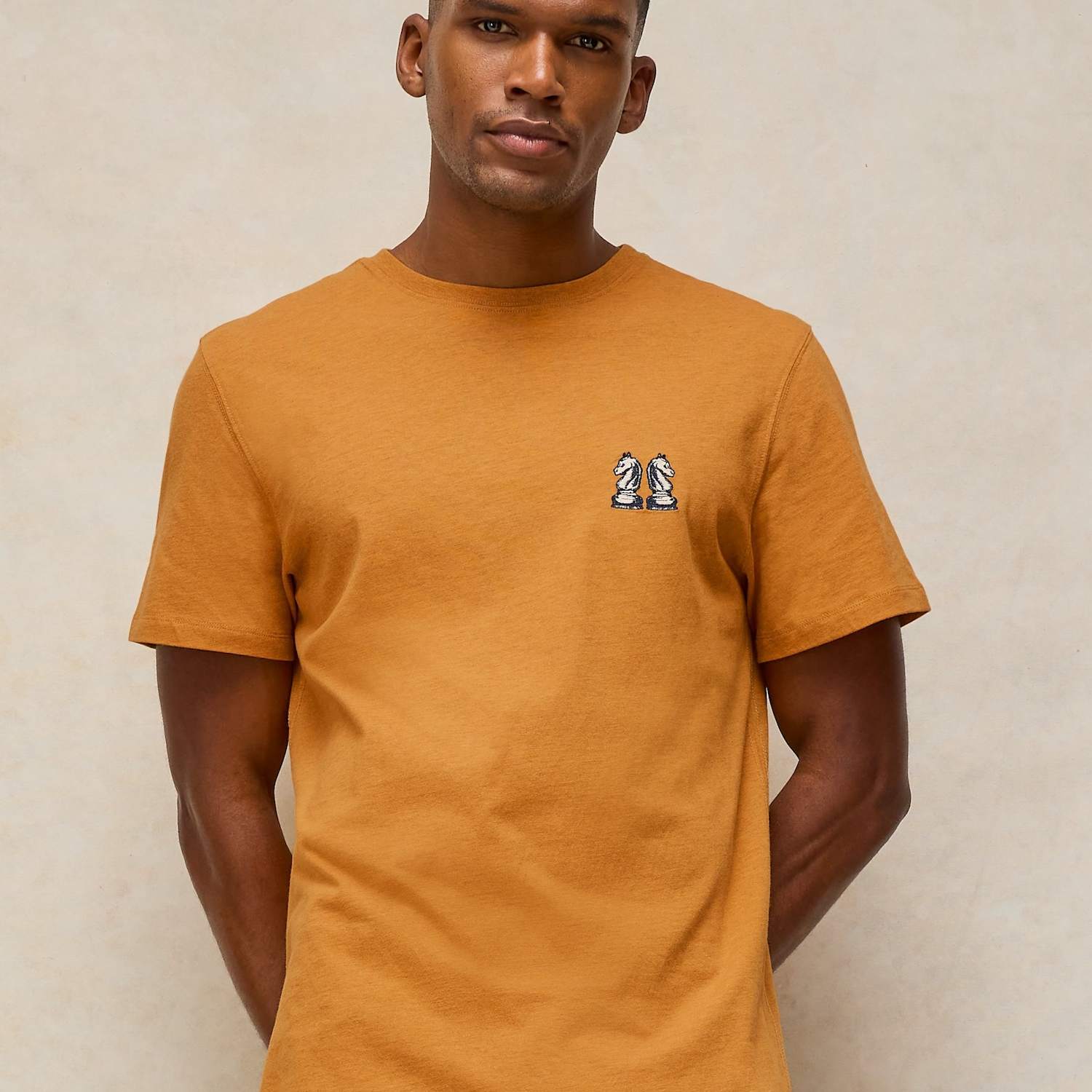 White Stuff Men's Cotton Rich Embroidered Crew Neck T-Shirt - L - Yellow Mix - Available at M&S