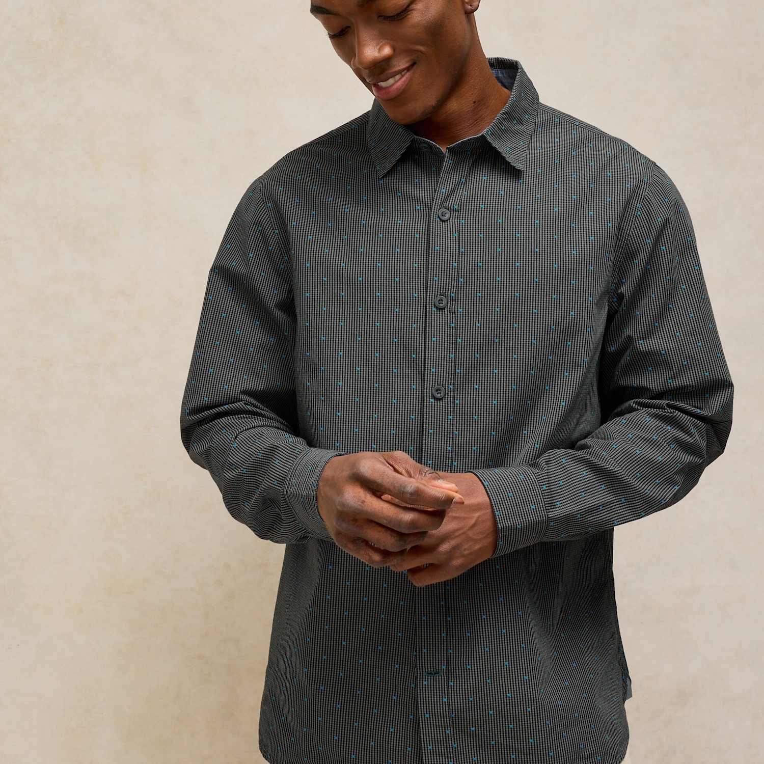 White Stuff Men's Douglas Pure Cotton Long Sleeve Shirt - L - Grey Mix - Available at M&S