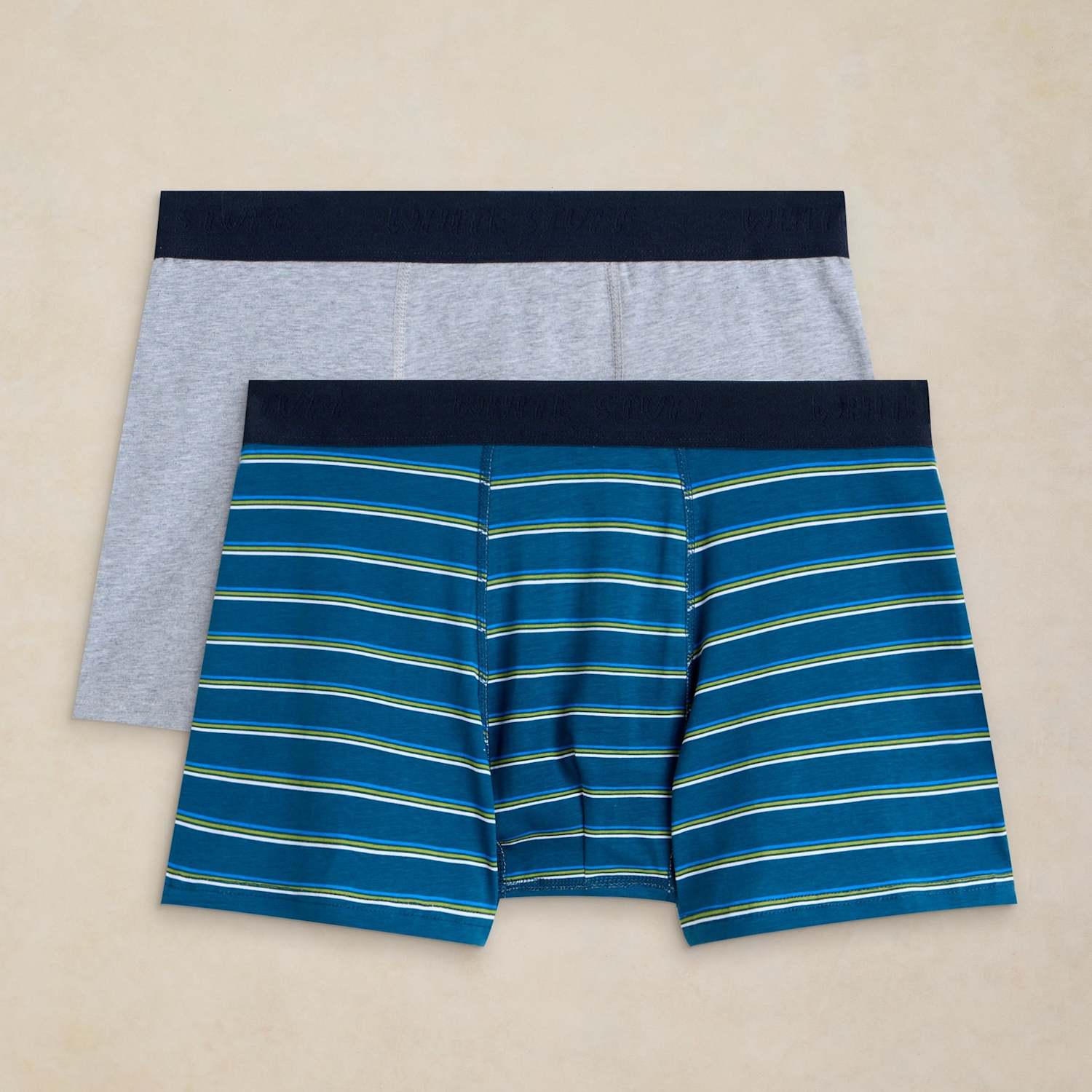 White Stuff Men's 2 Pack Cotton Rich Printed Boxers - L - Blue Mix - Available at M&S