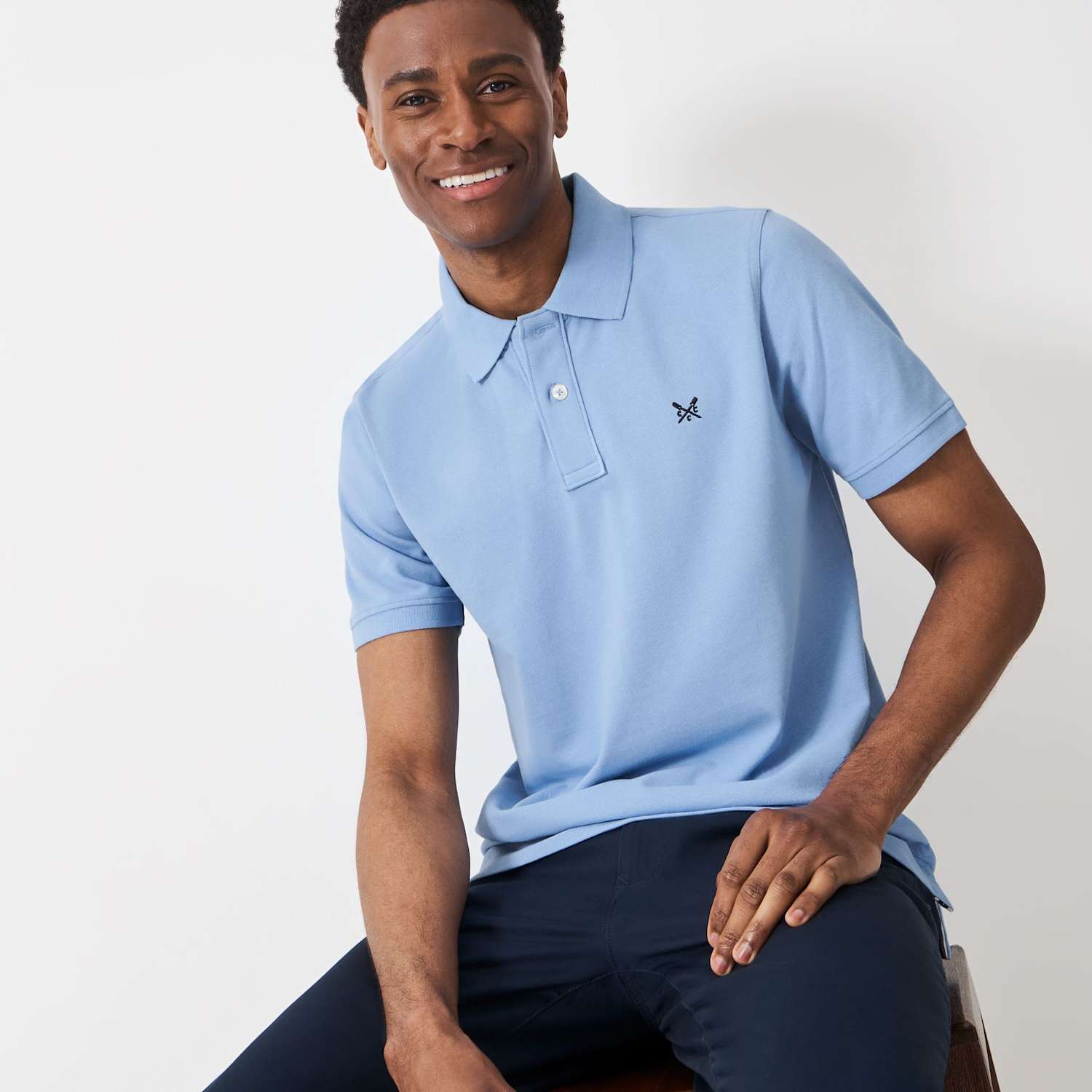 Crew Clothing Men's Pure Cotton Pique Polo Shirt - S - Light Blue - Available at M&S