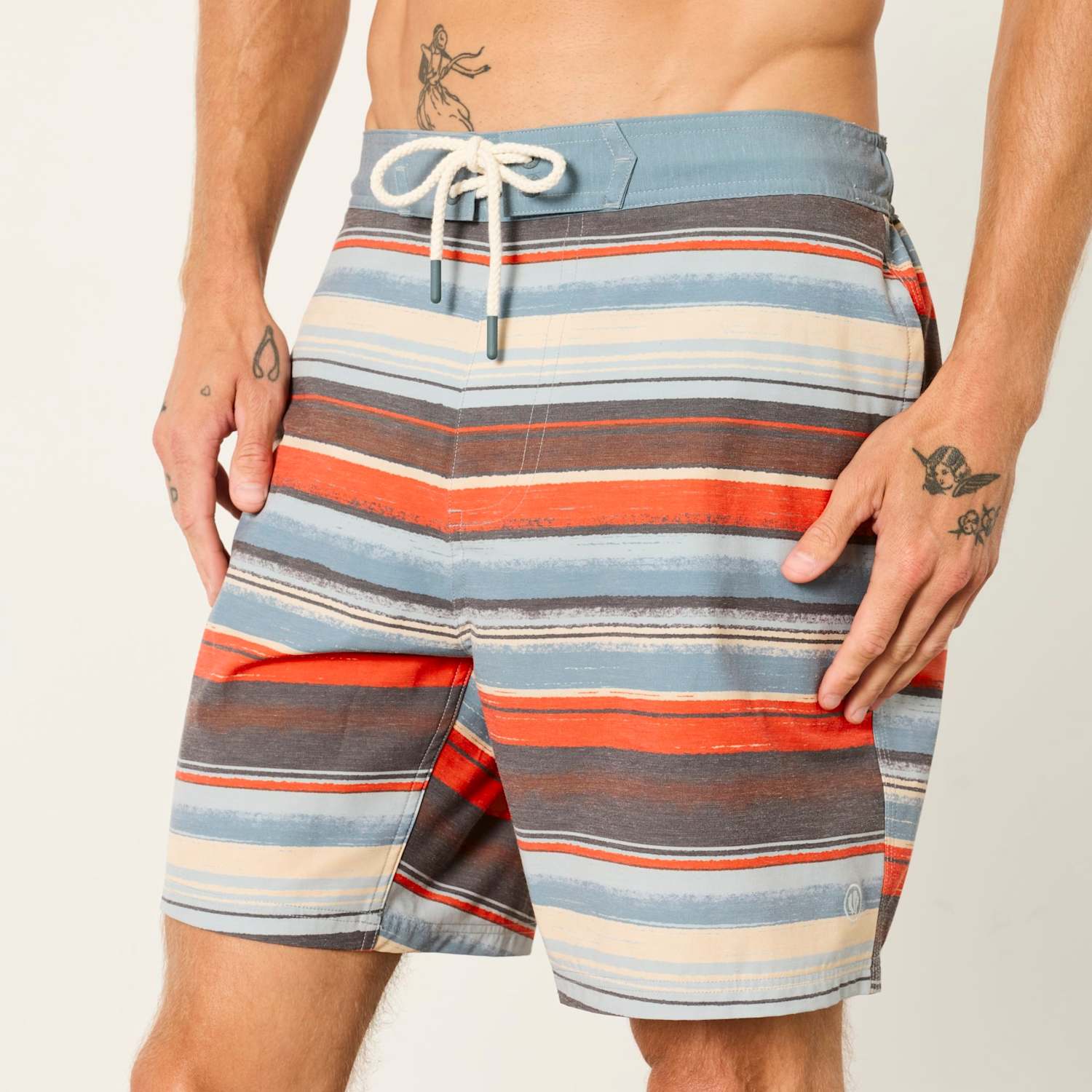 Fatface Men's Striped Swim Shorts - L - Orange Mix - Available at M&S