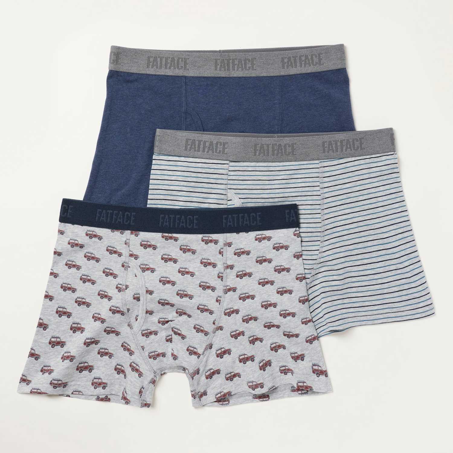 Fatface Men's 3pk Cotton Rich Premium Stretch Boxers - XL - Grey Mix - Available at M&S