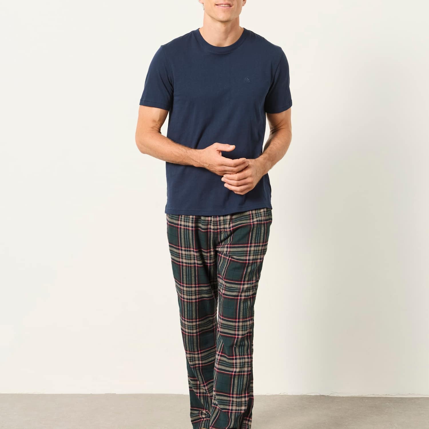 Fatface Men's Pure Cotton Checked Pyjama Set - M - Green Mix - Available at M&S