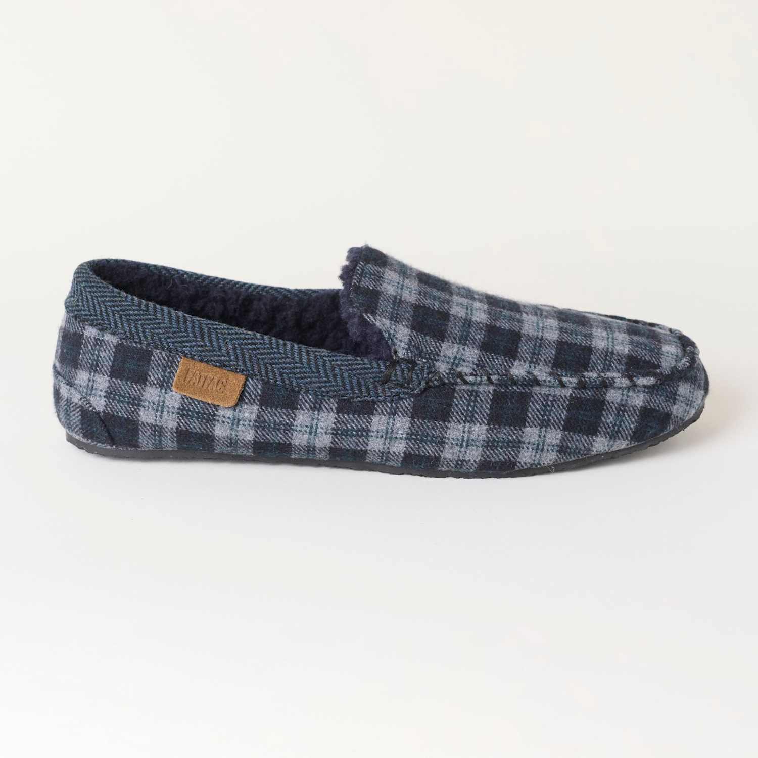Fatface Men's Checked Moccasin Slippers - 11½ - Grey Mix - Available at M&S
