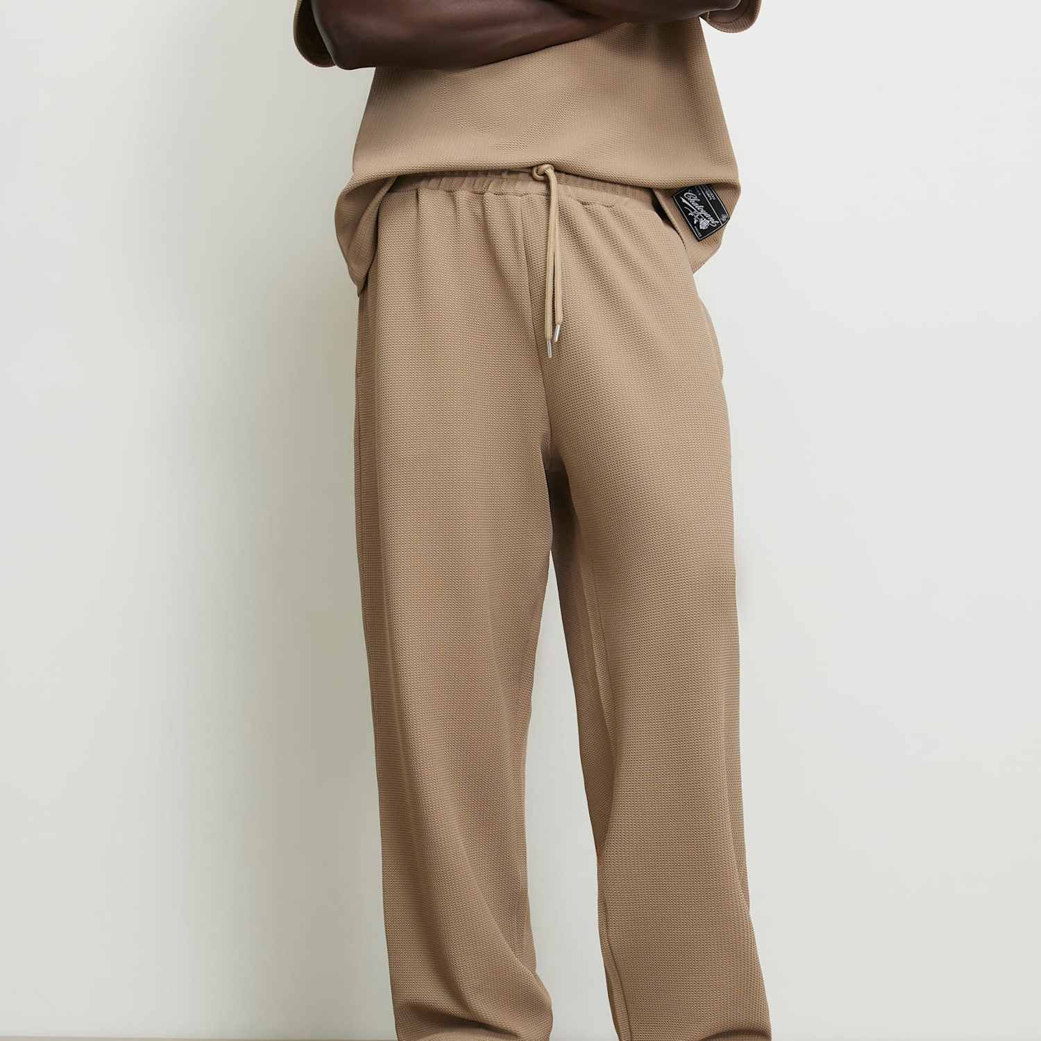 River Island Men's Textured Joggers - M - Stone - Available at M&S