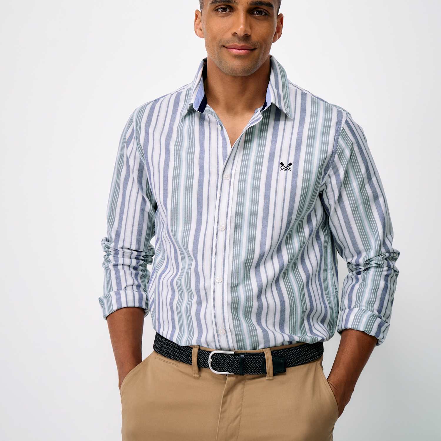 Crew Clothing Men's Regular Fit Pure Cotton Striped Oxford Shirt - 3XL - Blue Mix - Available at M&S