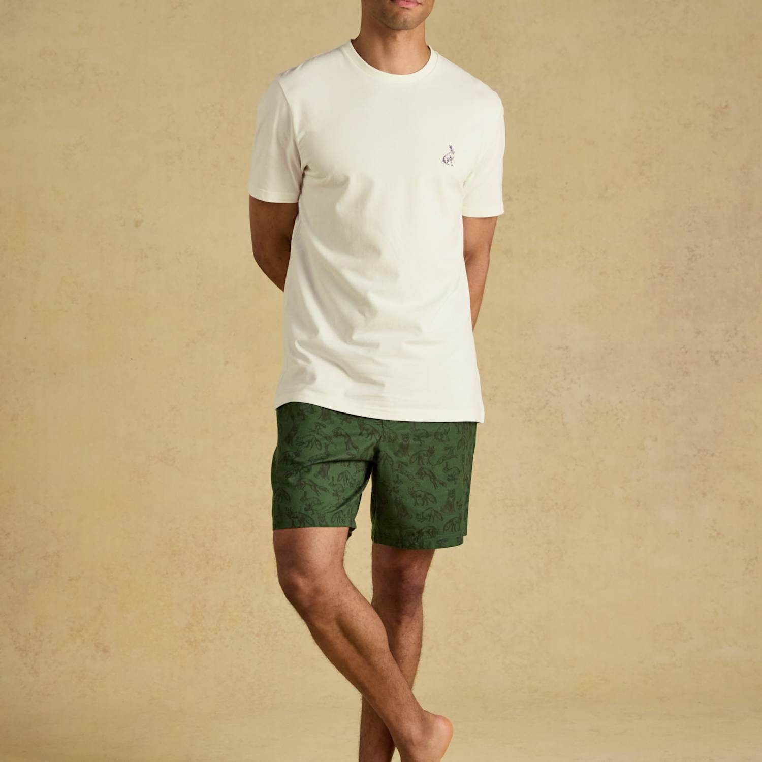 Joules Men's Pure Cotton Printed Pyjama Set - M - Green Mix - Available at M&S