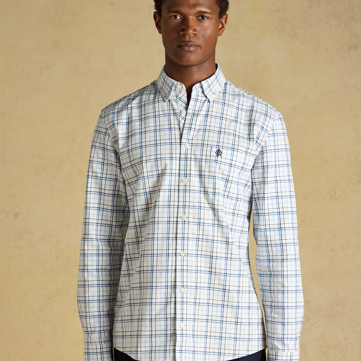 Joules Men's Regular Fit Pure Cotton Checked Oxford Shirt - L - Blue Mix - Available at M&S
