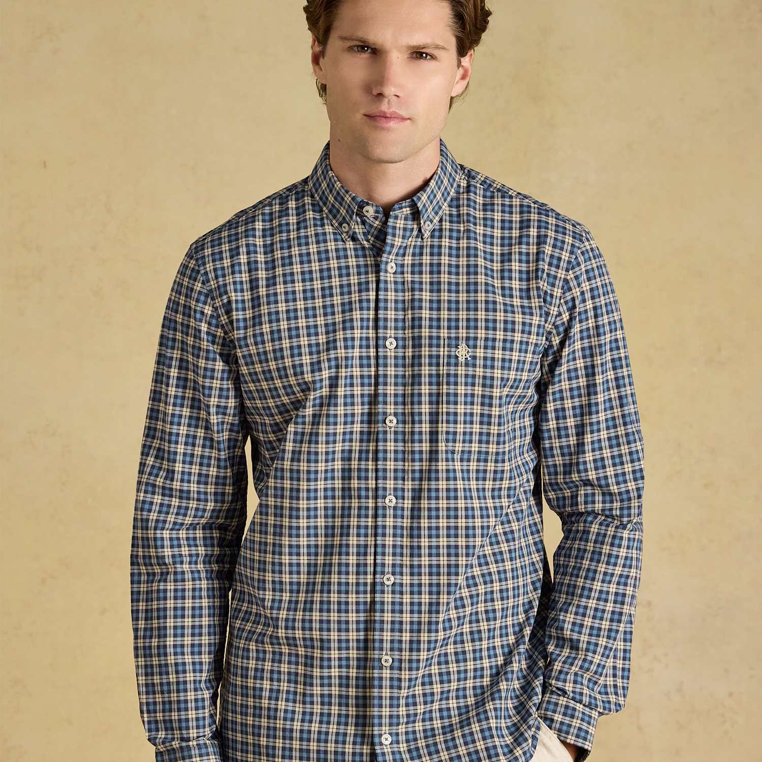 Joules Men's Regular Fit Pure Cotton Checked Shirt - XL - Blue Mix - Available at M&S