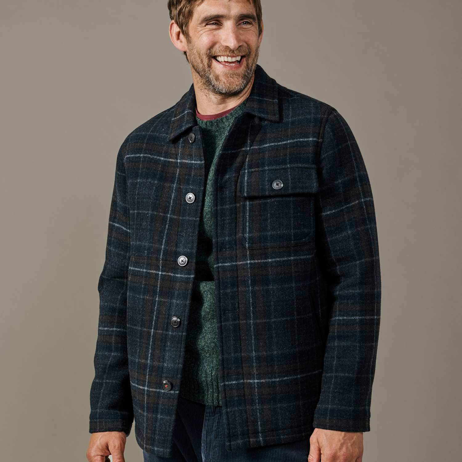 Aubin Men's Wool Blend Overshirt - M - Grey Mix - Available at M&S