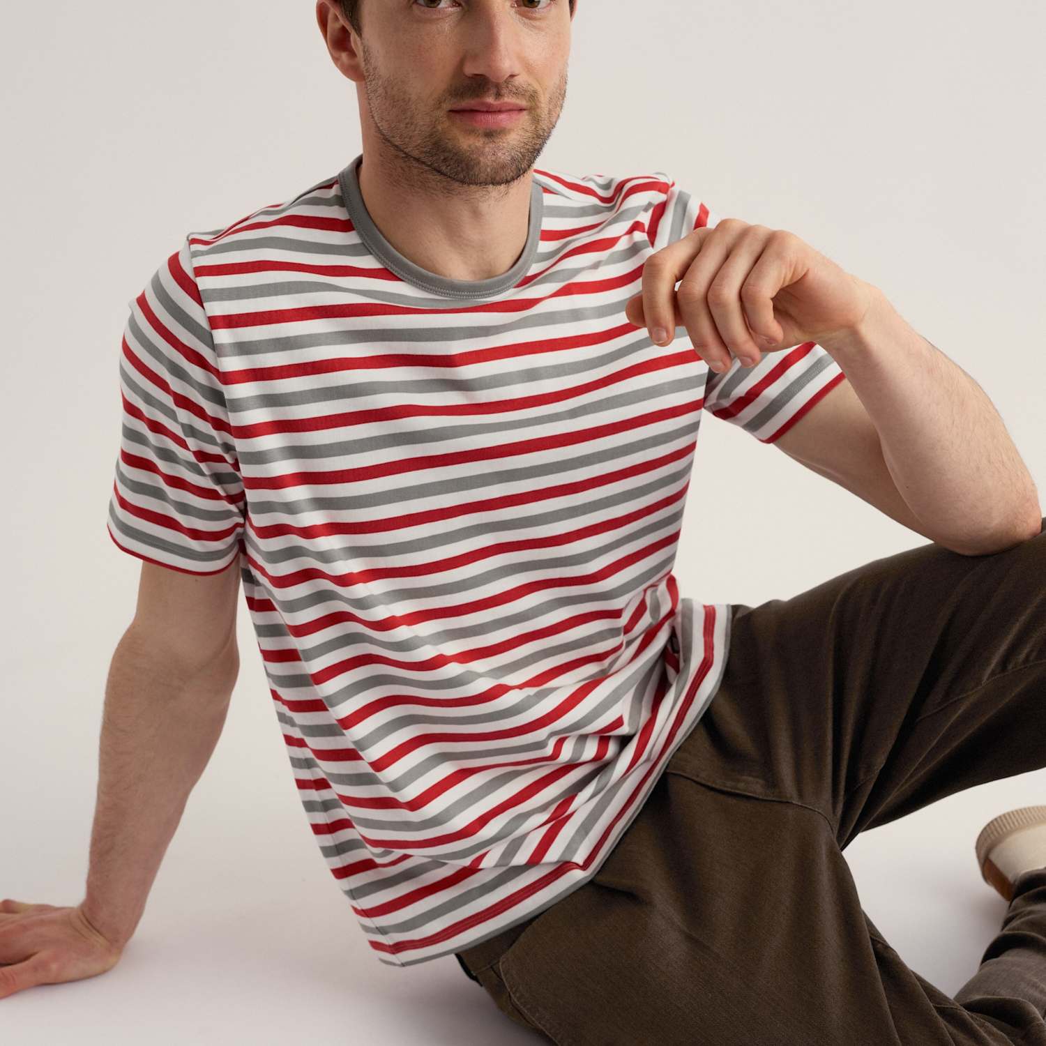 Seasalt Cornwall Men's Pure Cotton Striped T-Shirt - L - Beige Mix - Available at M&S