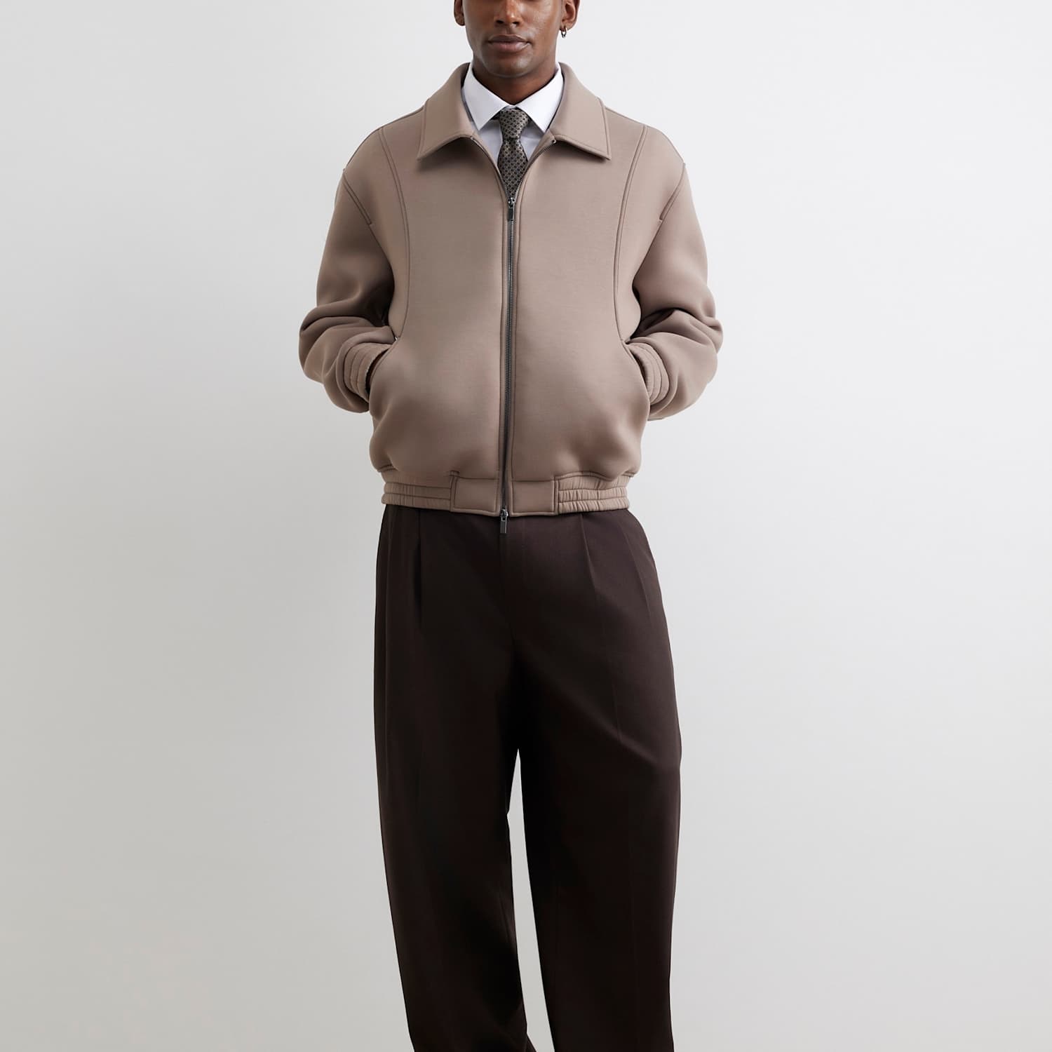 River Island Men's Collared Zip Through Jacket - M - Stone - Available at M&S