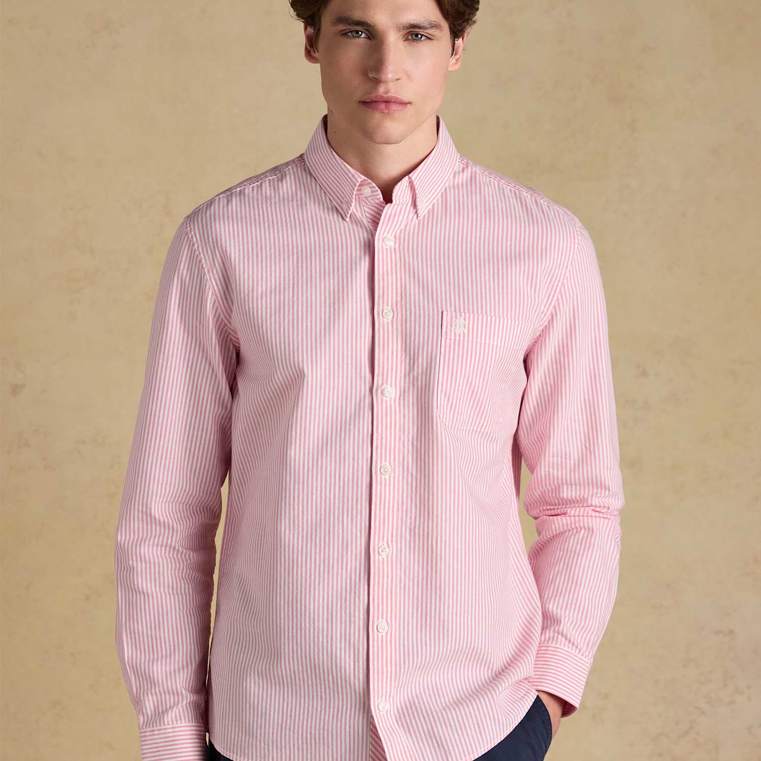 Joules Men's Regular Fit Pure Cotton Striped Oxford Shirt - L - Pink Mix - Available at M&S
