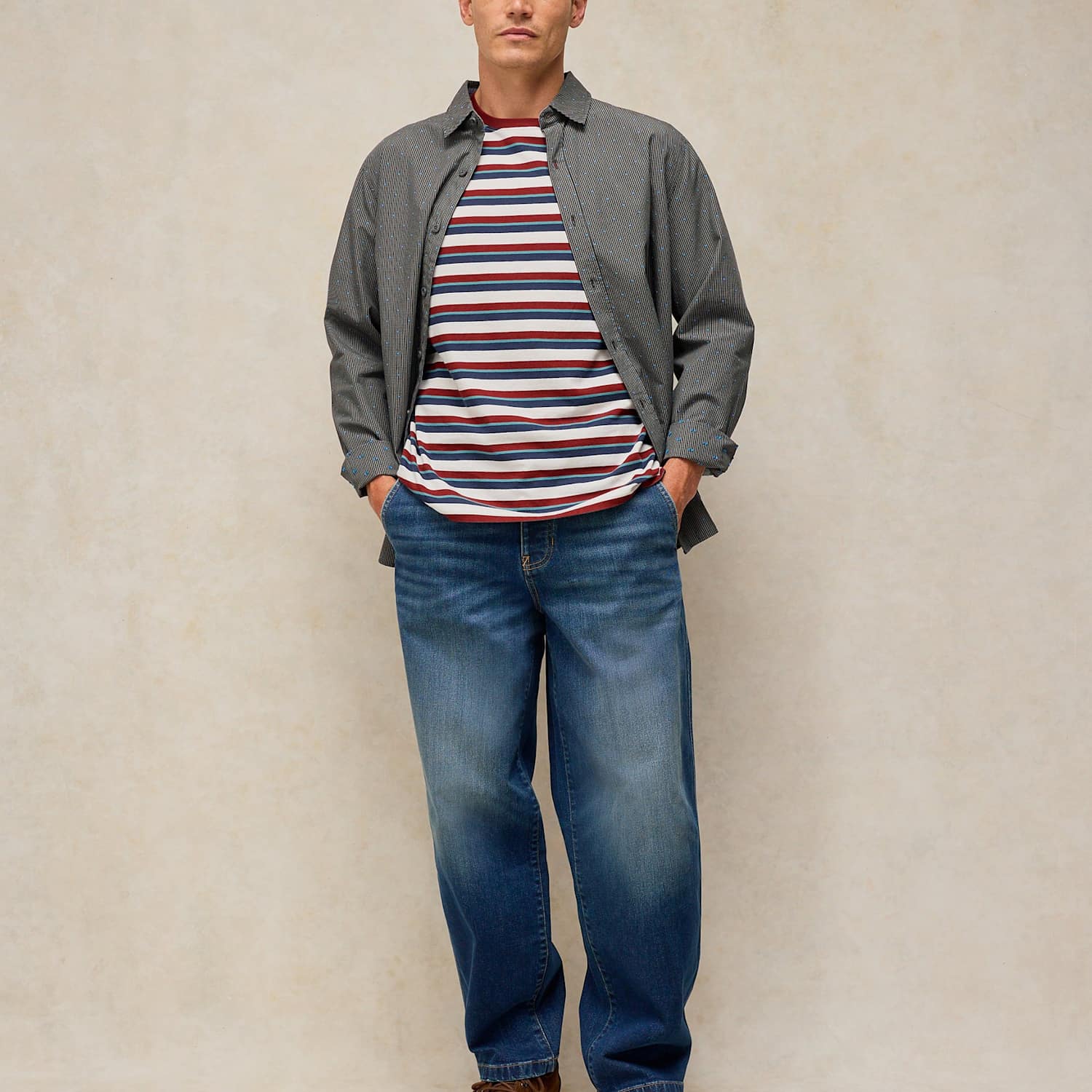 White Stuff Men's Printed Crew Neck Cotton T-Shirt - M - Ivory Mix - Available at M&S