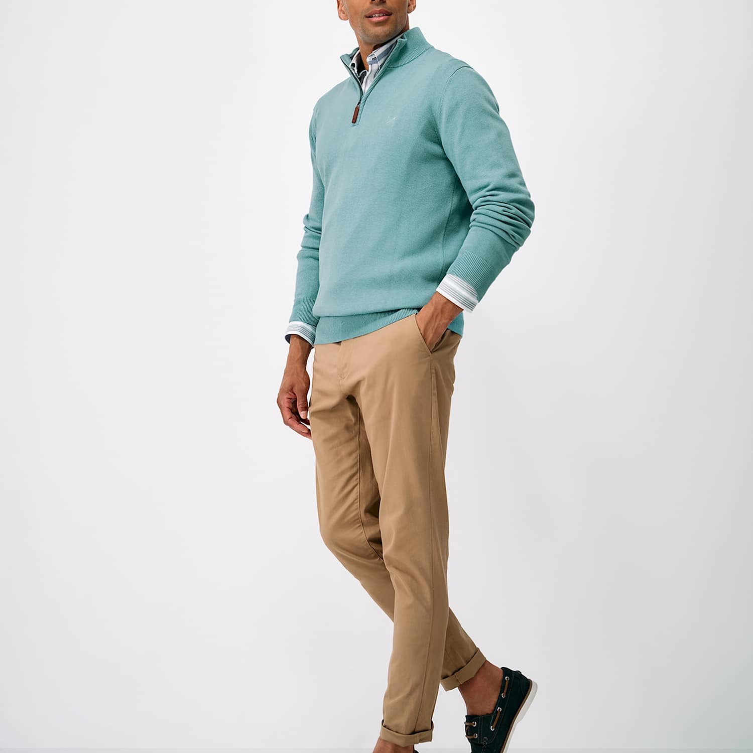 Crew Clothing Men's Cotton Half Zip Jumper - 2XL - Light Blue - Available at M&S