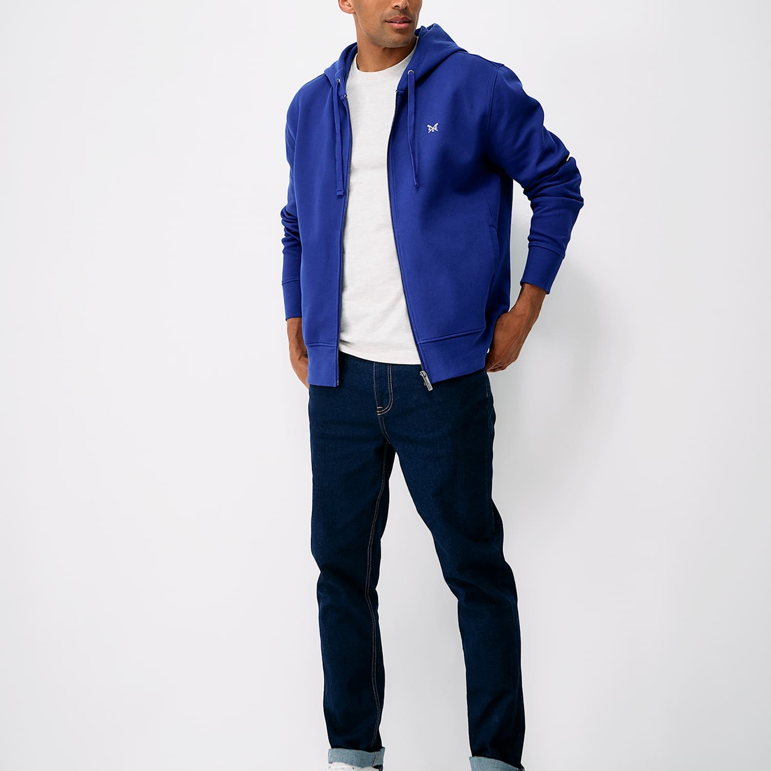 Crew Clothing Men's Cotton Rich Knitted Hoodie - L - Dark Blue - Available at M&S