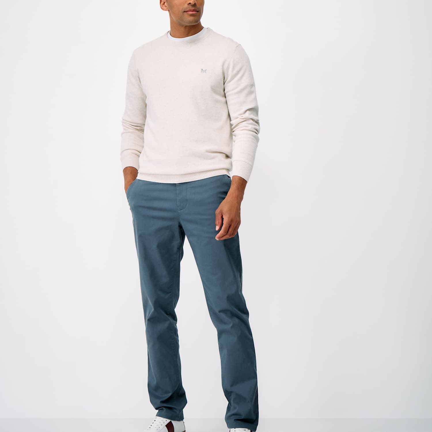 Crew Clothing Men's Regular Fit Cotton Rich Stretch Chinos - 38 - Air Force Blue - Available at M&S