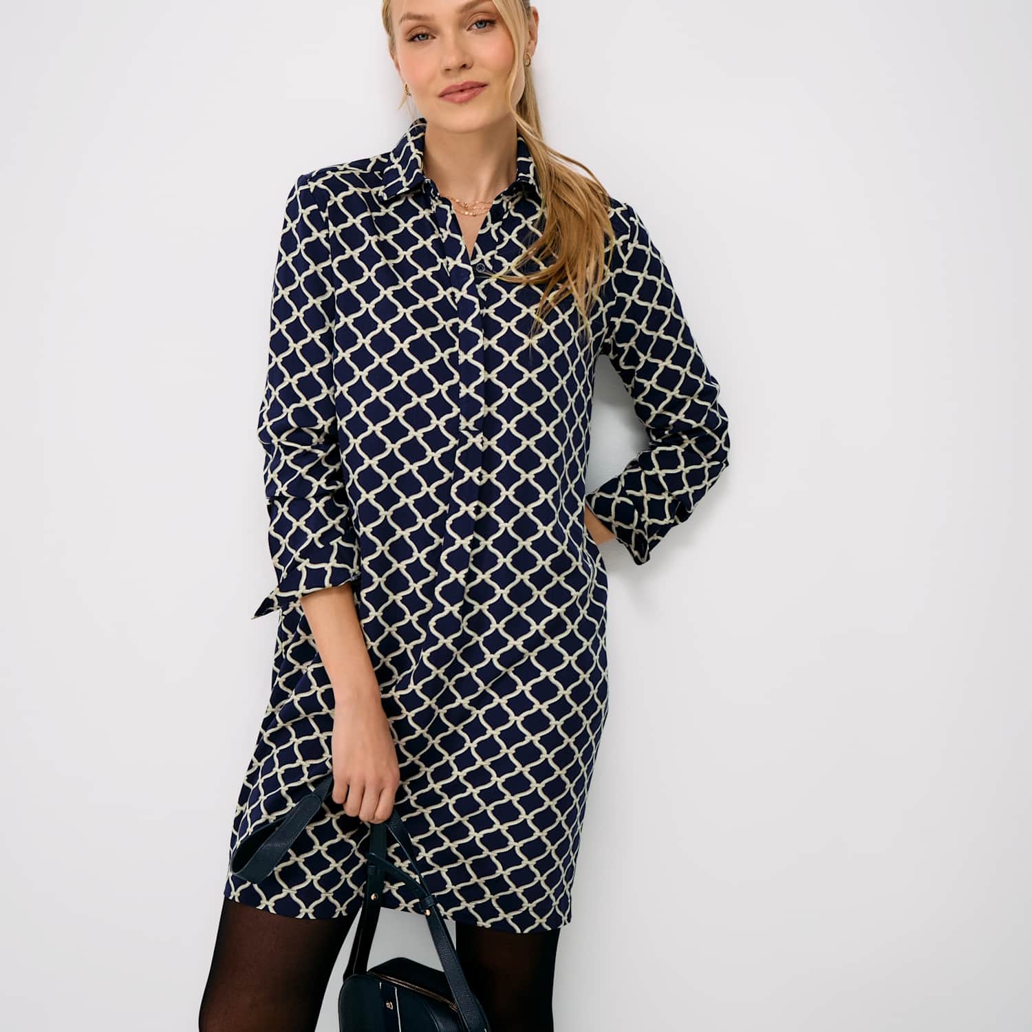 Crew Clothing Women's Button Through Mini Shirt Dress - 14 - Navy - Available at M&S