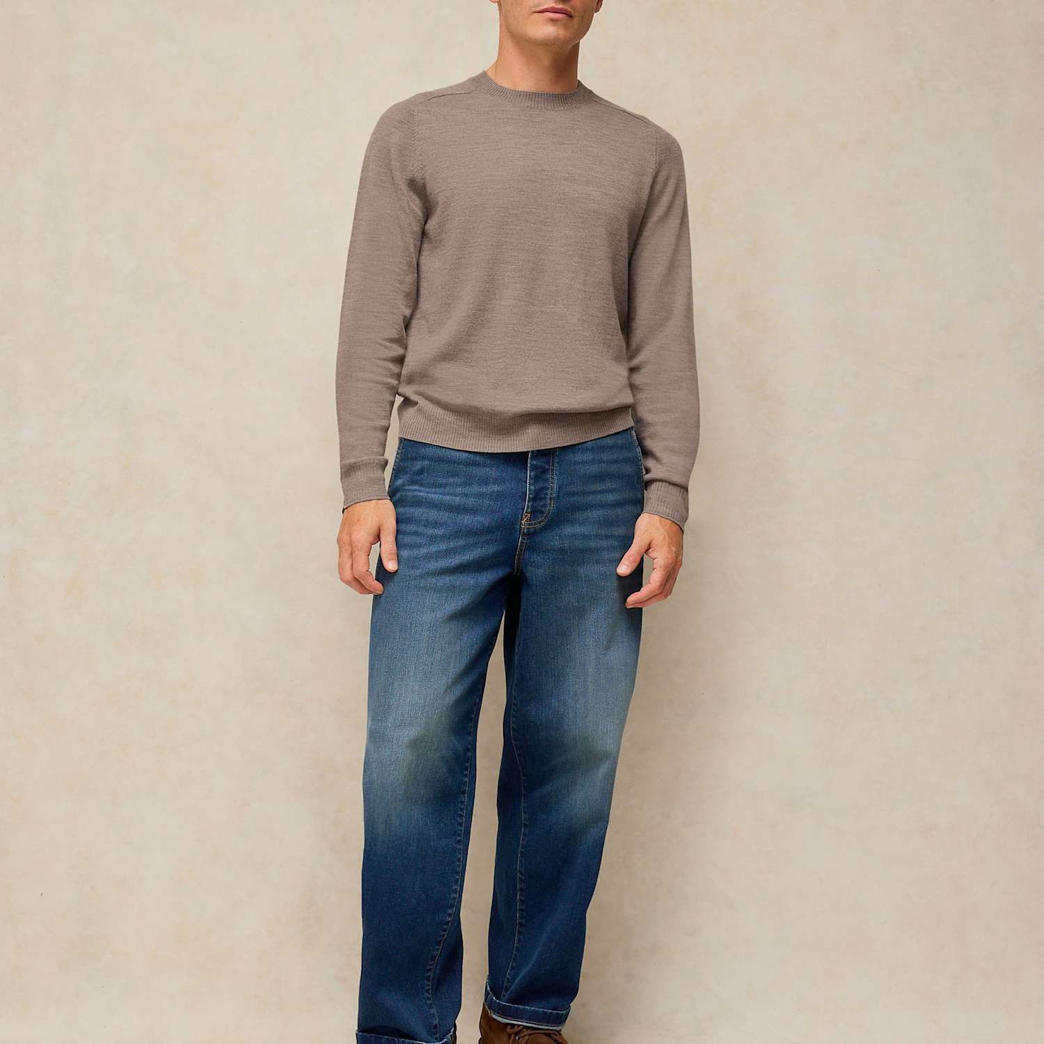 White Stuff Men's Pure Extra Fine Merino Wool Crew Neck Jumper - M - Natural Mix - Available at M&S