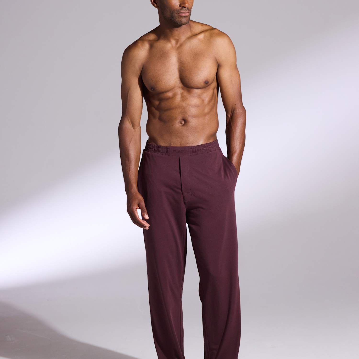 David Gandy Wellwear Men's Premium Cotton Modal Pyjama Bottoms - L - Plum - Available at M&S