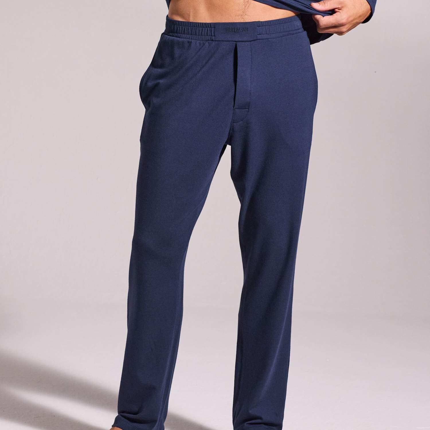 David Gandy Wellwear Men's Premium Cotton Modal Pyjama Bottoms - S - Navy - Available at M&S