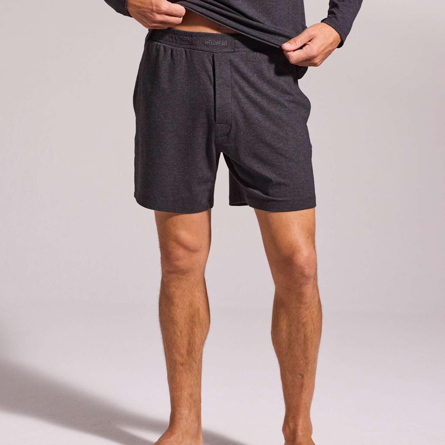 David Gandy Wellwear Men's Premium Cotton Modal Pyjama Shorts - 2XL - Charcoal - Available at M&S