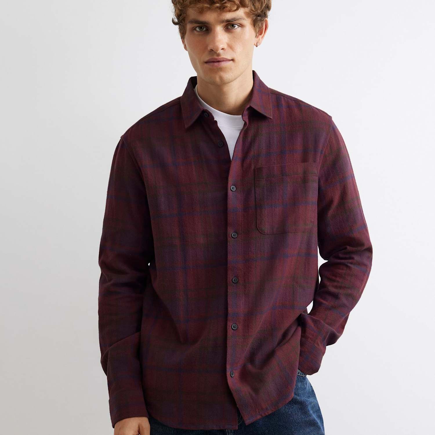 River Island Men's Regular Fit Checked Shirt - M - Red Mix - Available at M&S
